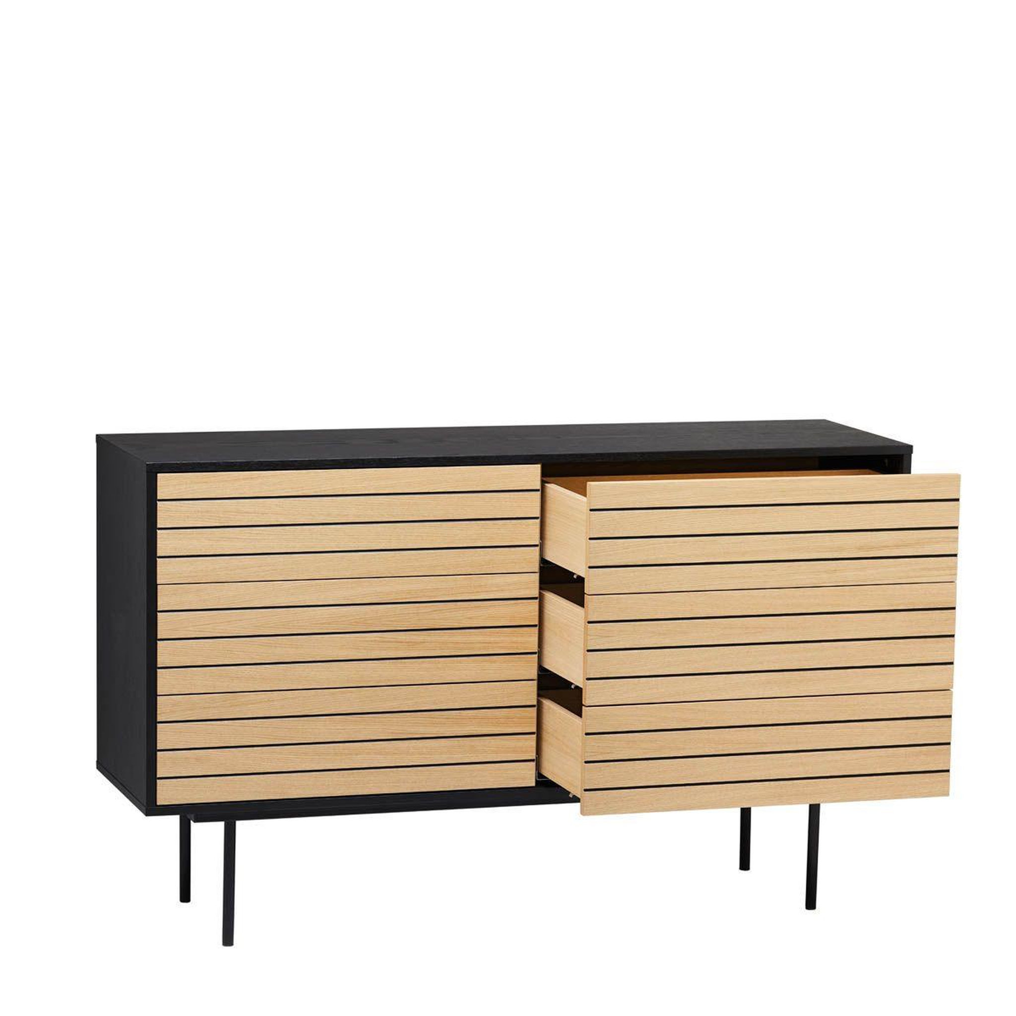 Voir la diapositive 2 : Paris Prix Commode design  stripe 6d  140cm chêne & noir