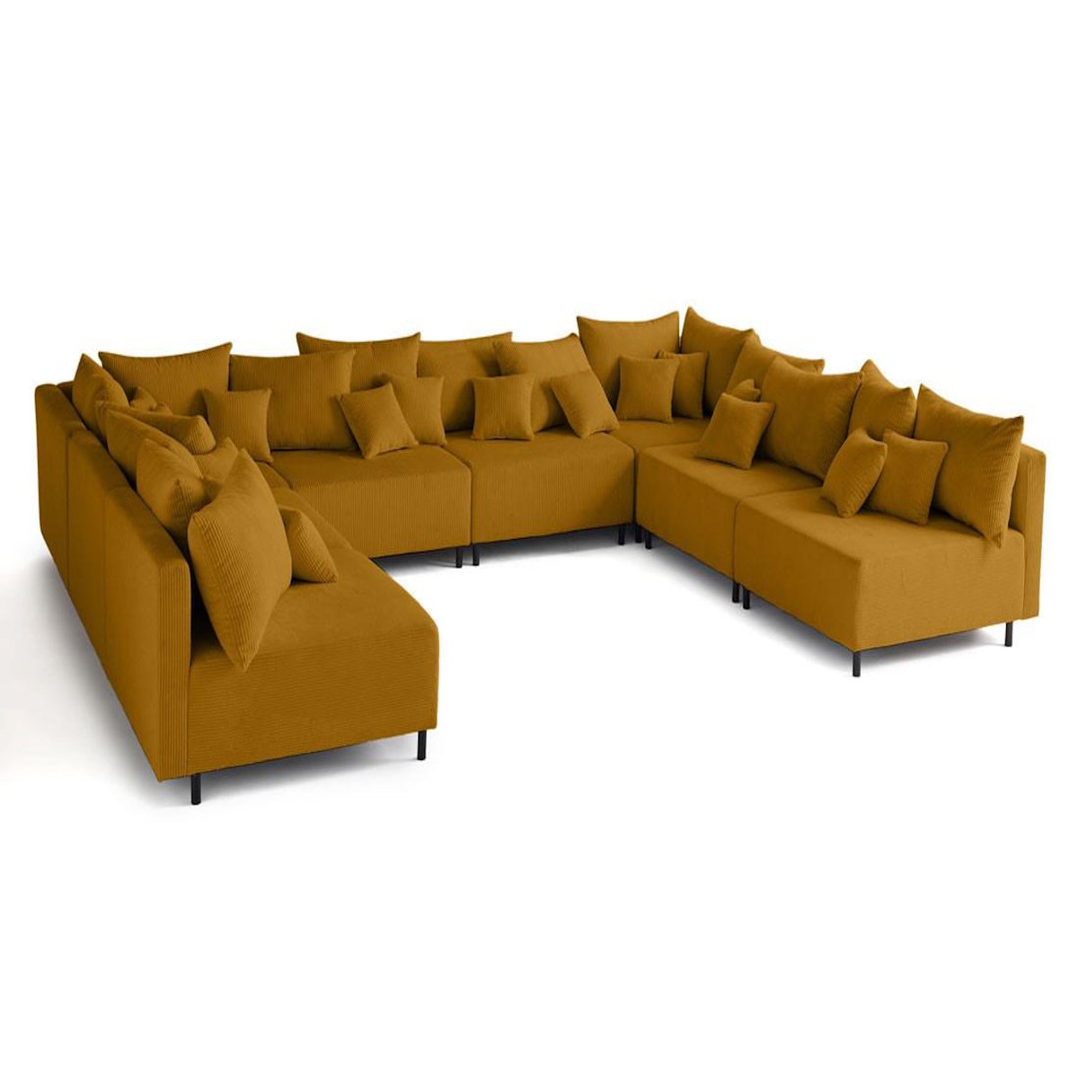 LISA DESIGN Edinburg - canapé modulable panoramique 8 places - en velours côtelé