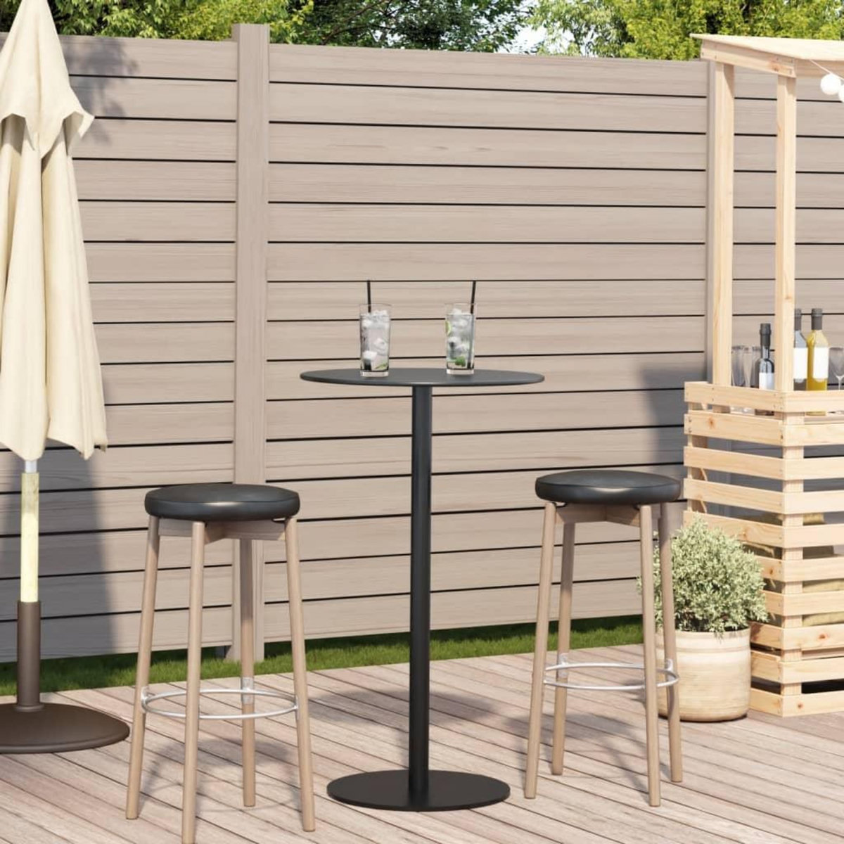 VIDAXL Table de jardin ronde noir Ø60x105 cm acier