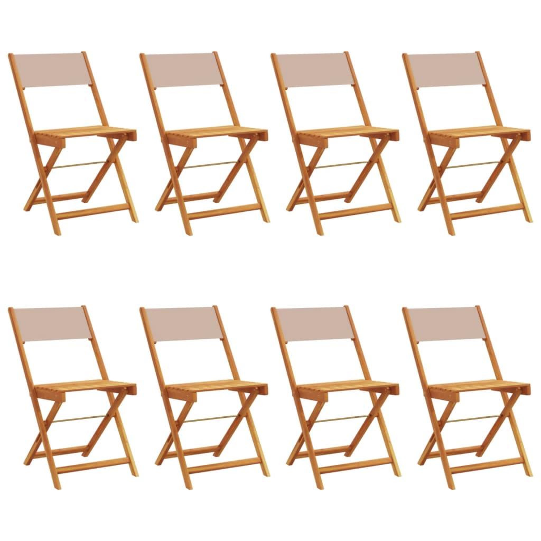 Voir la diapositive 2 : VIDAXL Chaises de jardin pliantes lot de 8 taupe tissu et bois massif
