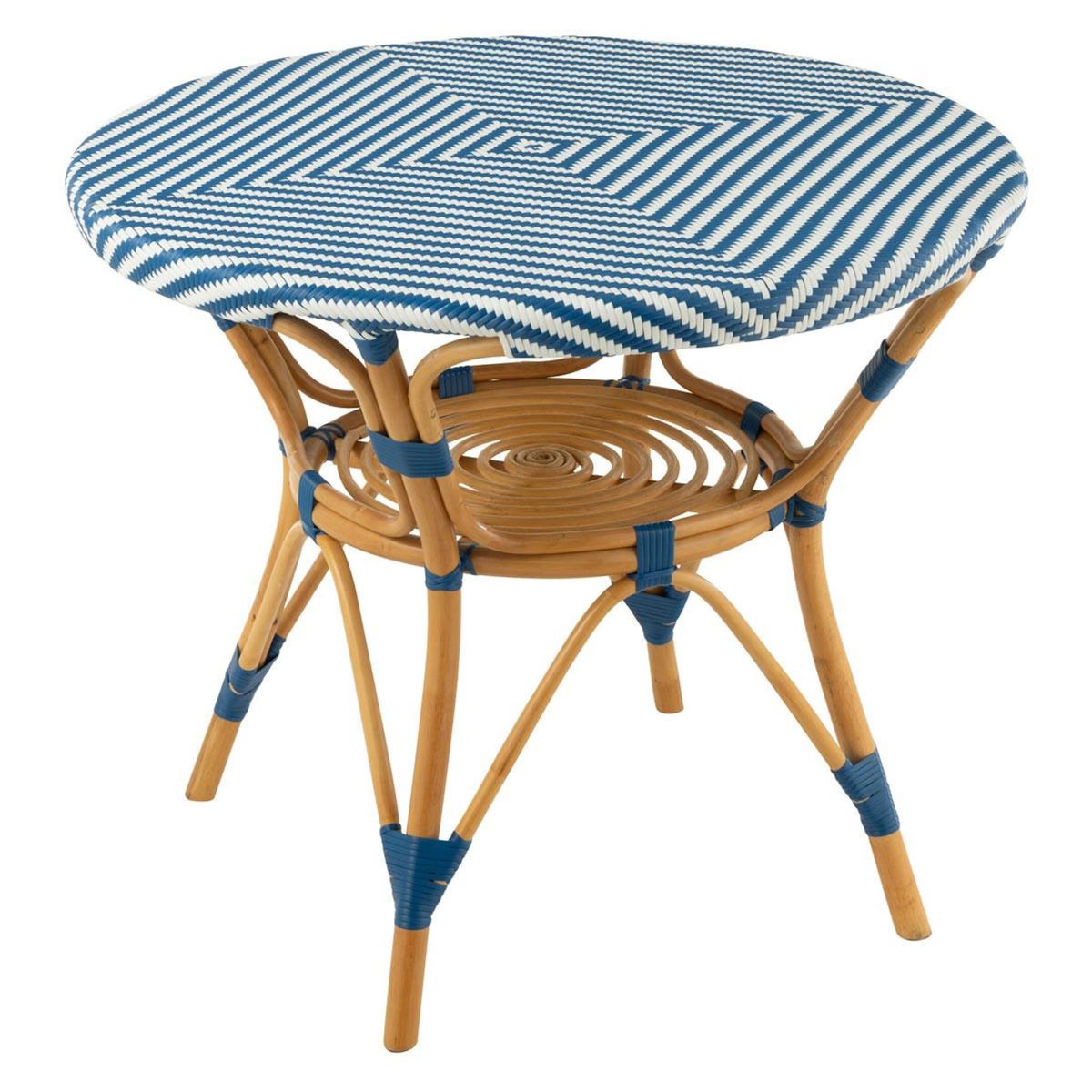 Paris Prix Table à Manger en Rotin  Danial  90cm Bleu