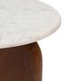 Voir la diapositive 3 : ATMOSPHERA Table à café ronde en marbre et bois massif NANDA - Blanc