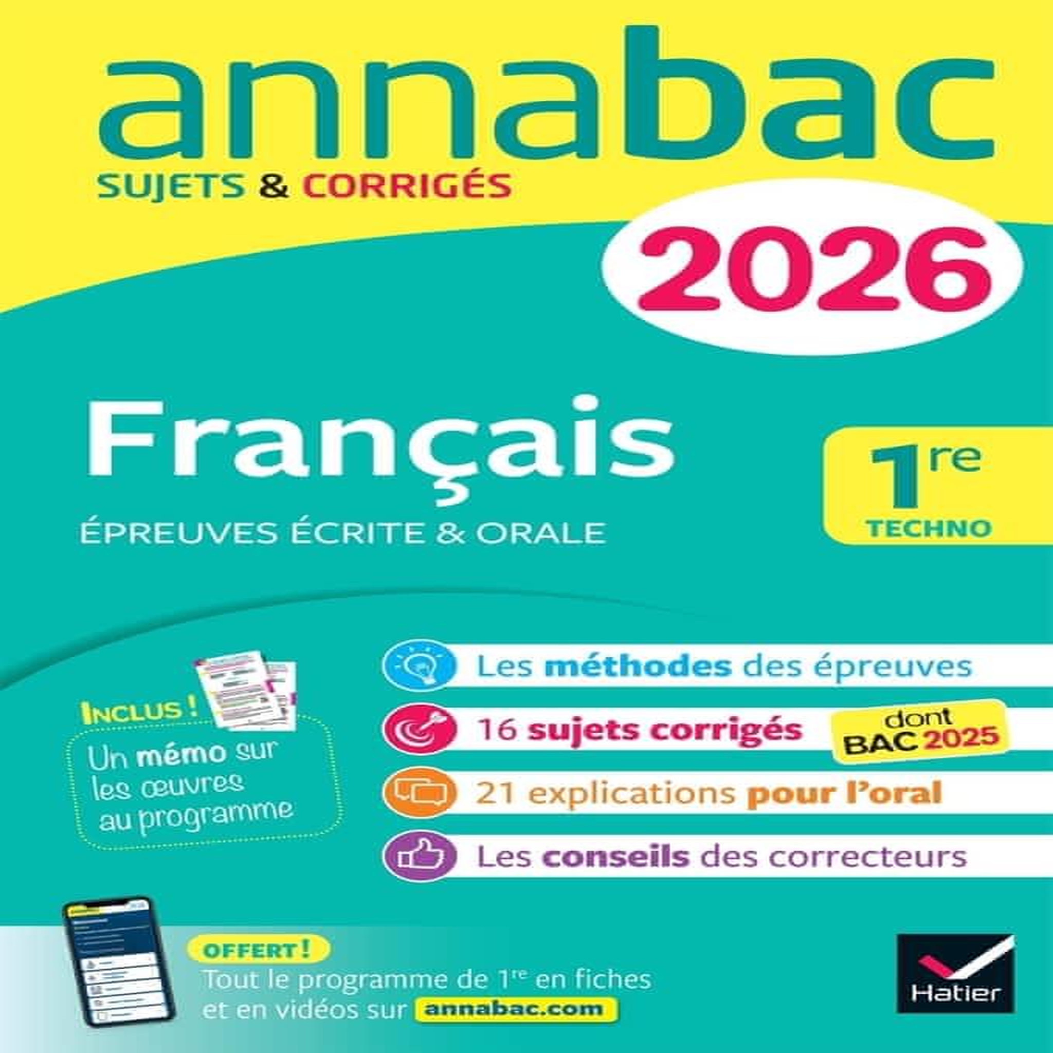 FRANCAIS 1RE TECHNO EPREUVES ECRITES & ORALES. SUJETS & CORRIGES, EDITION 2026, Bernard Hélène