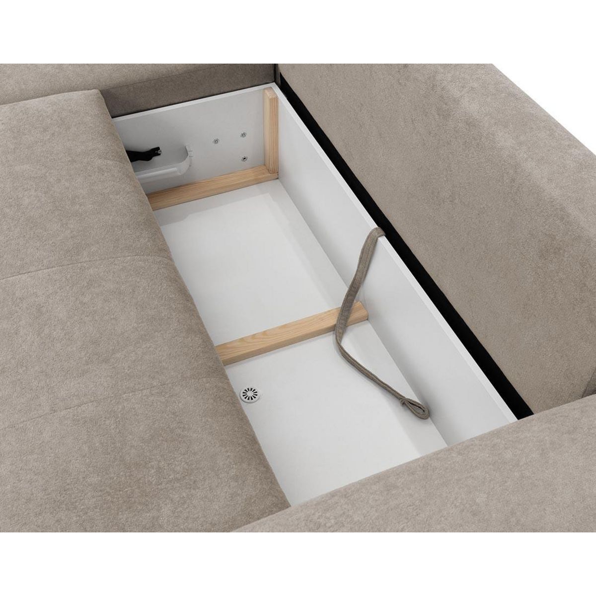 BEST MOBILIER Luzzio - canapé d'angle gauche 4 places convertible avec coffre en tissu texturé