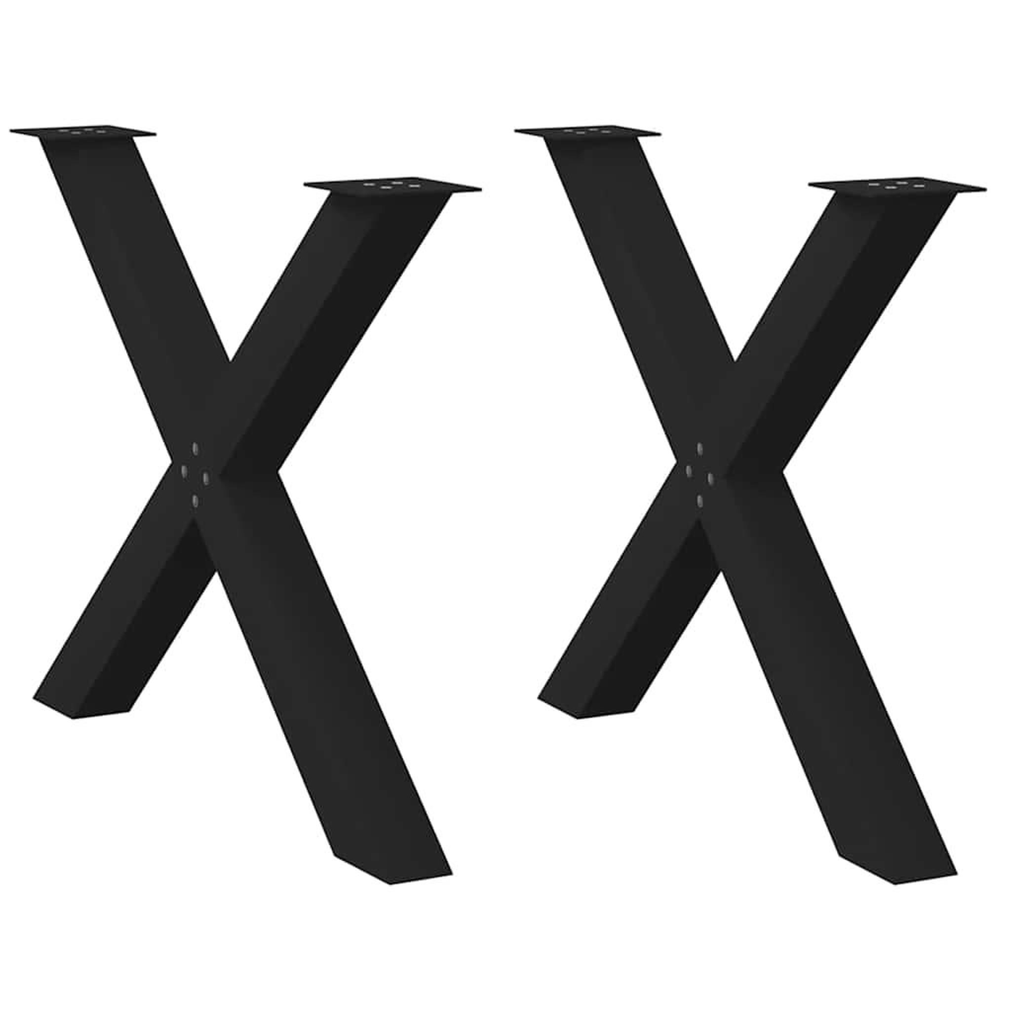 VIDAXL Pieds de table a manger forme de X 2 pcs noir 90x(72-73) cm