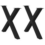 VIDAXL Pieds de table a manger forme de X 2 pcs noir 90x(72-73) cm