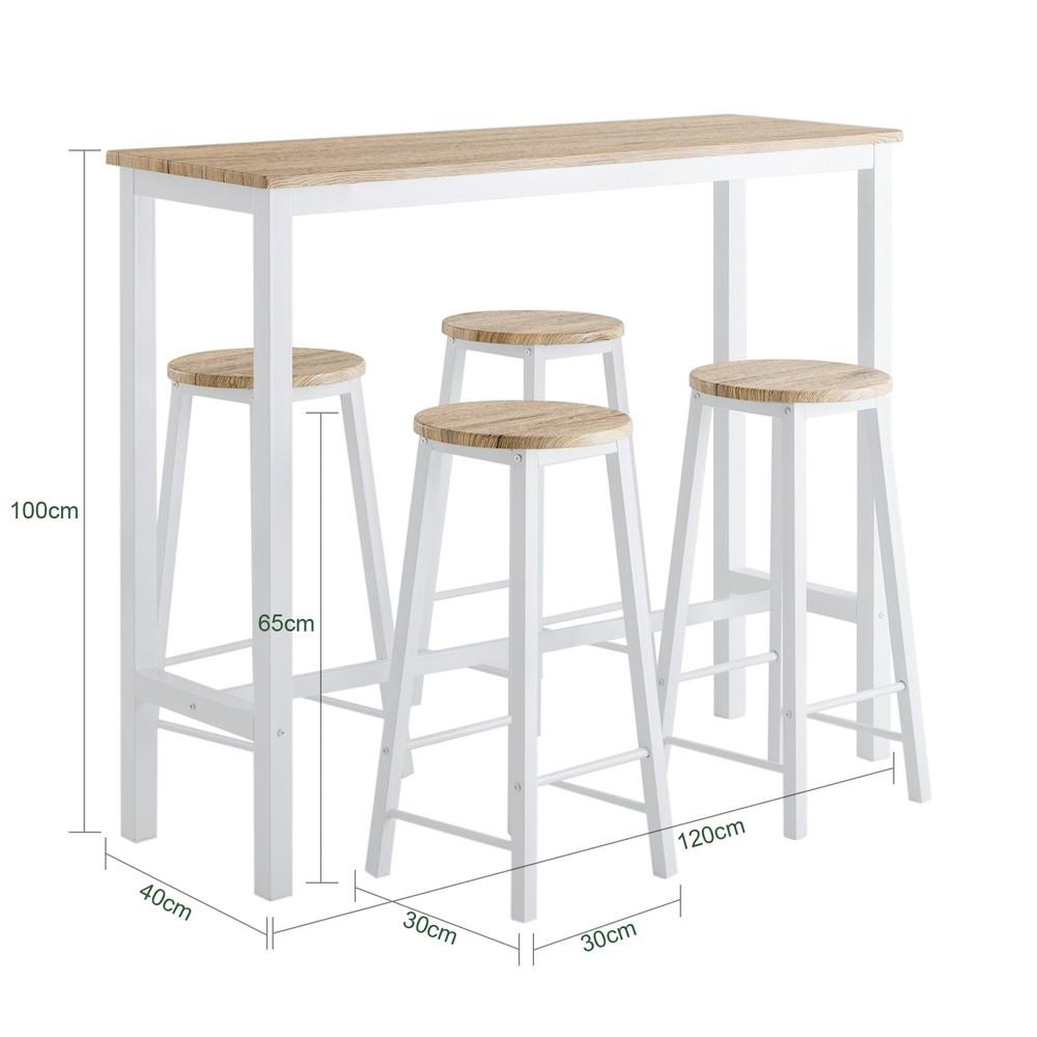 Voir la diapositive 3 : SOBUY SoBuy - Ensemble de table avec 4 tabourets à repose-pieds - Industriel - OGT22