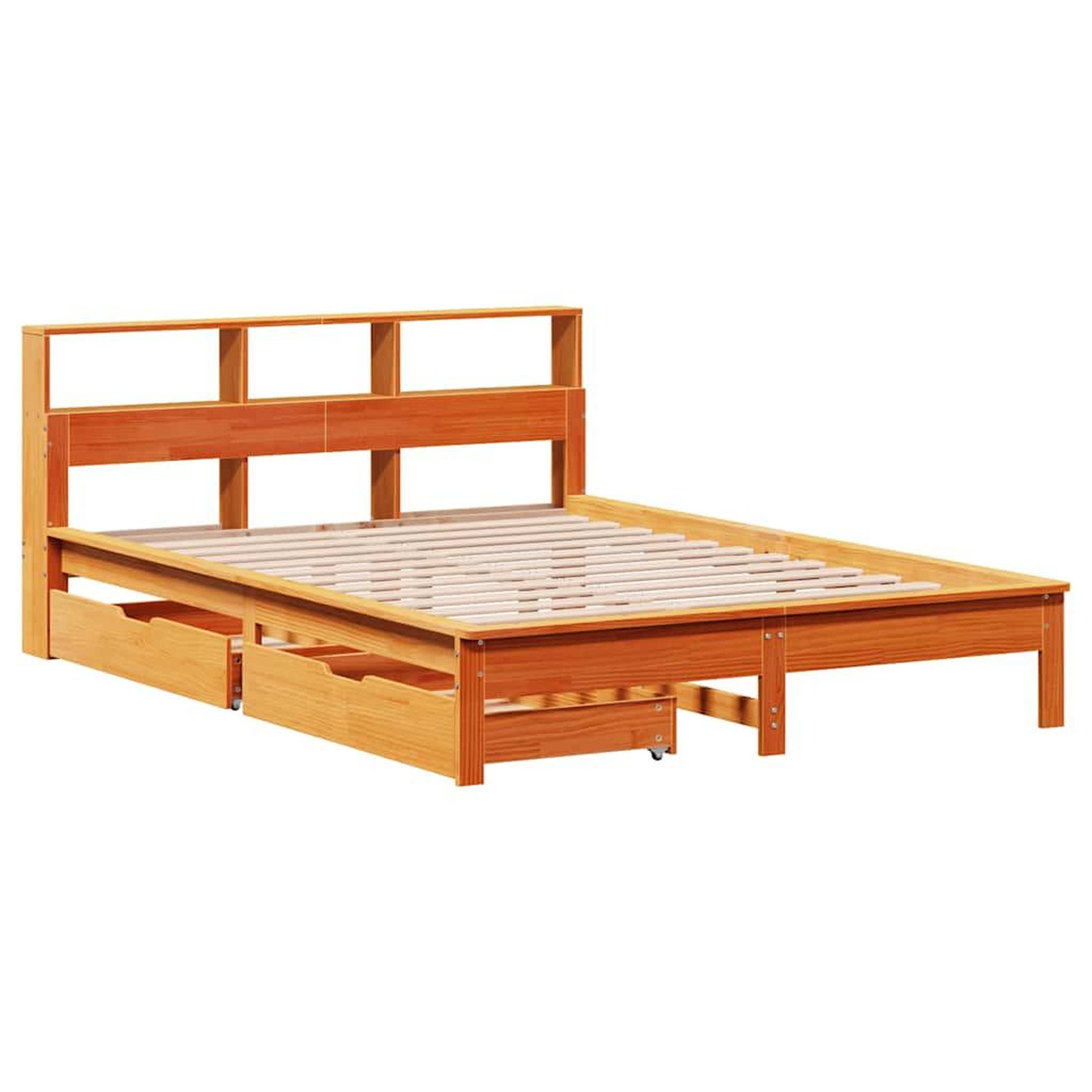 Voir la diapositive 3 : VIDAXL Lit bibliotheque sans matelas cire marron 150x200 cm pin massif