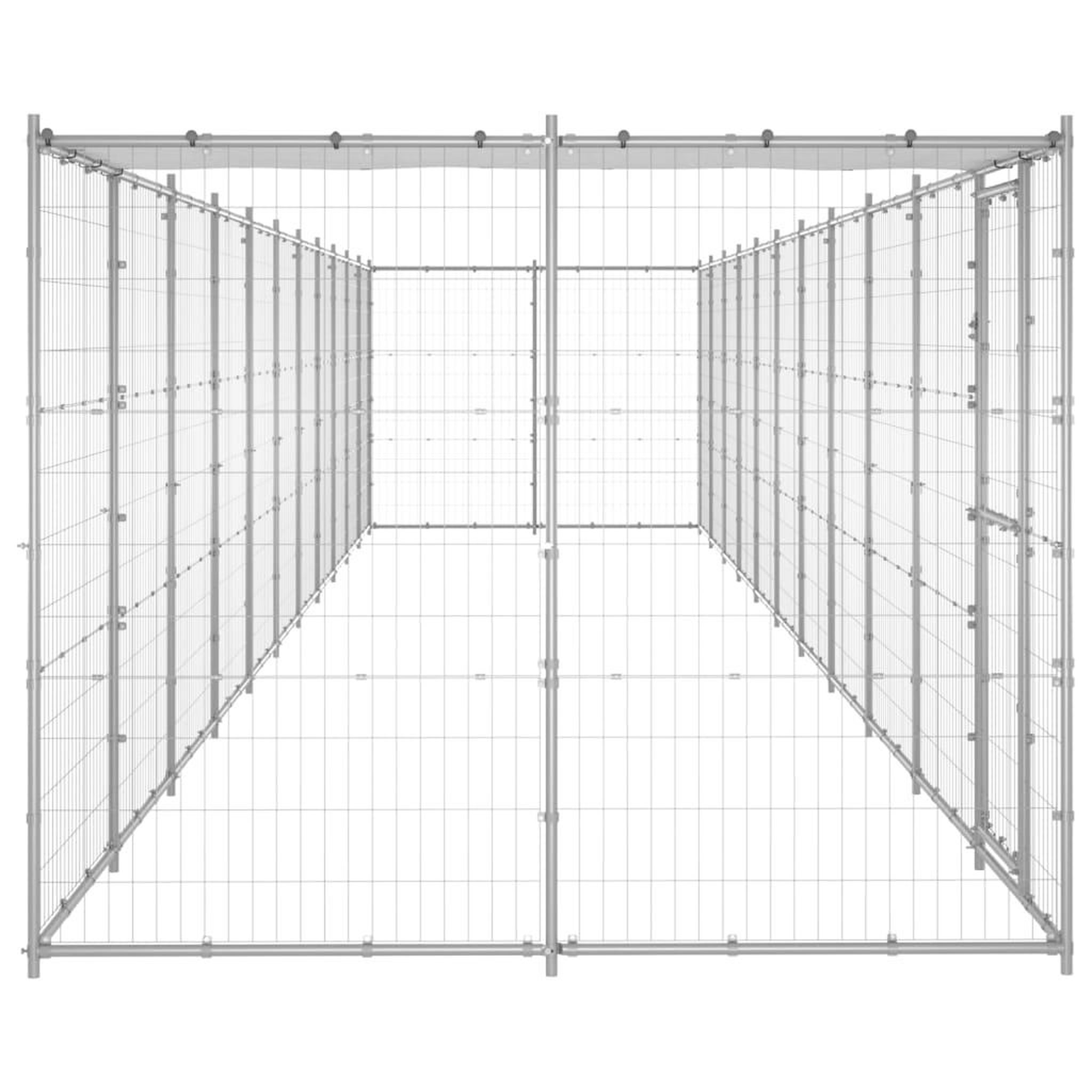 Voir la diapositive 3 : VIDAXL Chenil exterieur Acier galvanise avec toit 26,62 m²