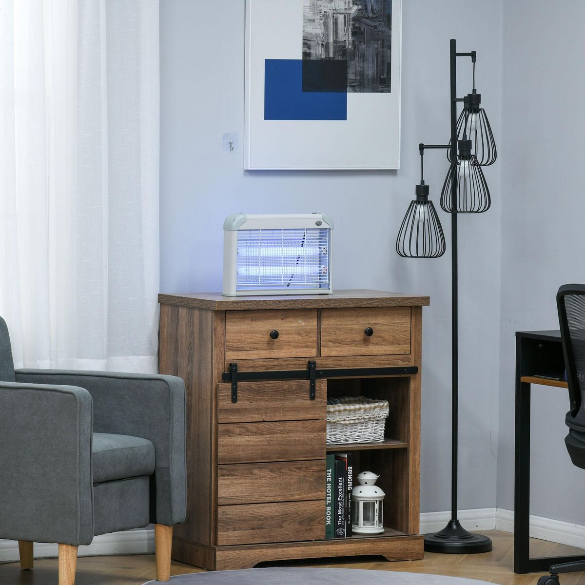 OUTSUNNY Outsunny Lampe UV anti-insectes anti moustique tue mouche électrique destructeur d'insectes 20 W gris