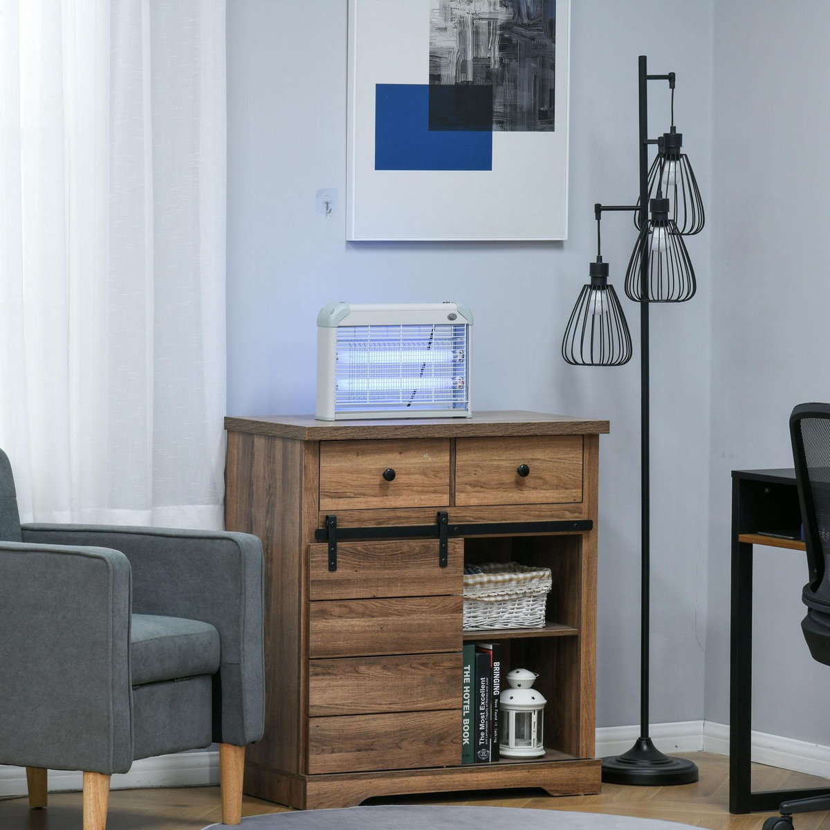 OUTSUNNY Outsunny Lampe UV anti-insectes anti moustique tue mouche électrique destructeur d'insectes 20 W gris