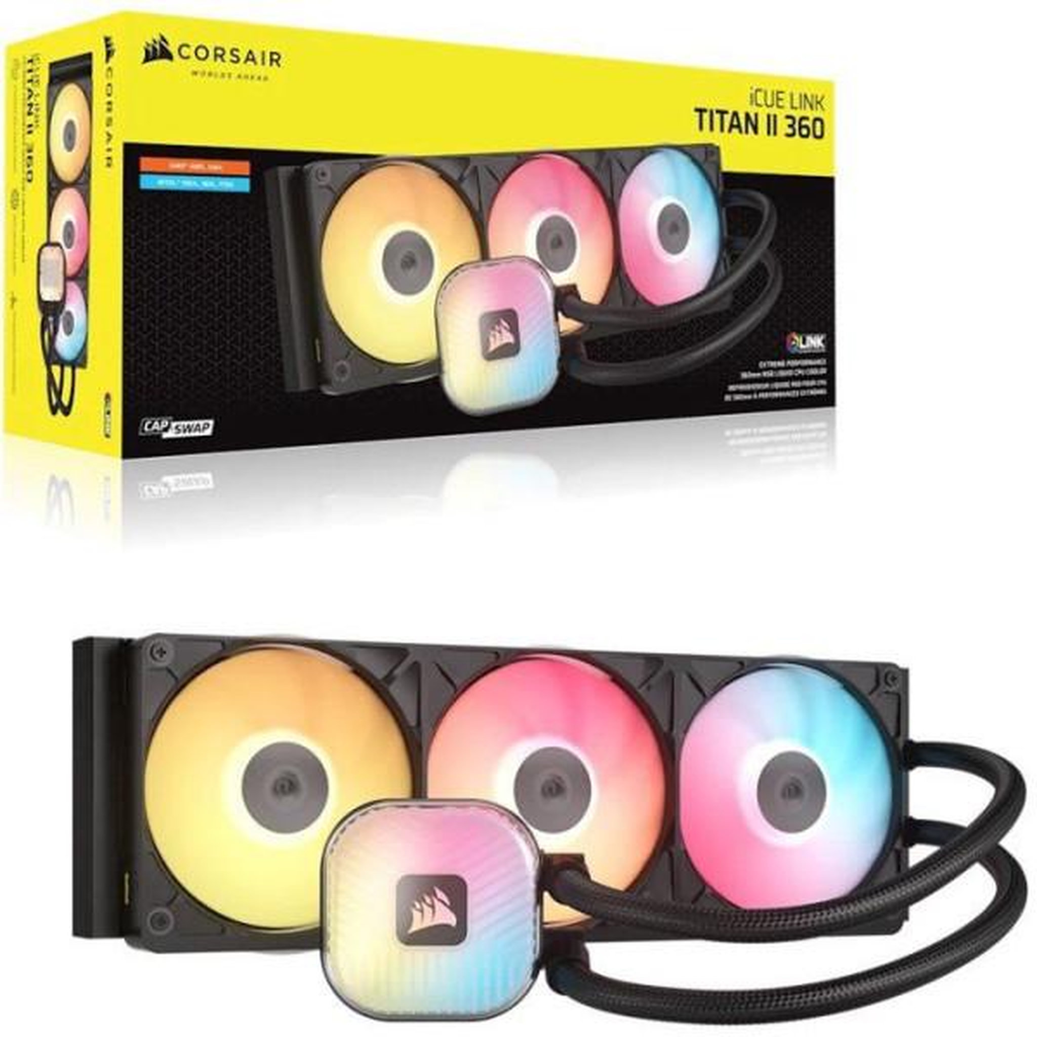Voir la diapositive 2 : Corsair CORSAIR - iCUE LINK TITAN II 360 RX RGB - Watercooling CPU - 360 mm