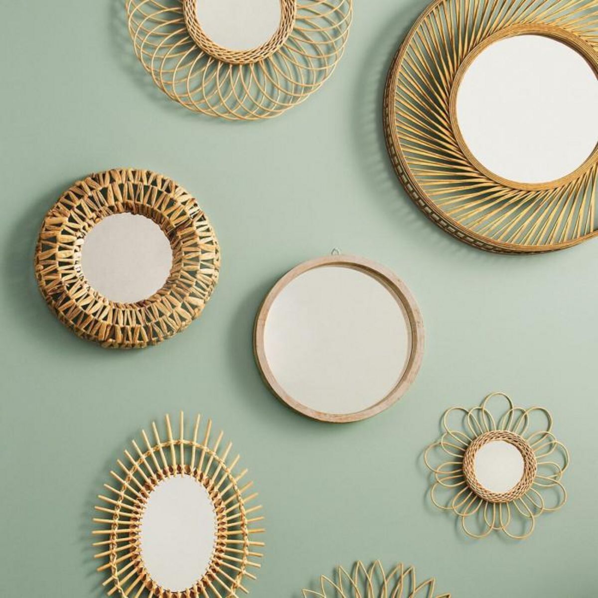 ATMOSPHERA Miroir Déco en Rotin  Fleur  38cm Naturel