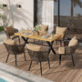 Voir la diapositive 1 : MERAX Salon de jardin 6 places avec table et chaises en rotin, bois noir