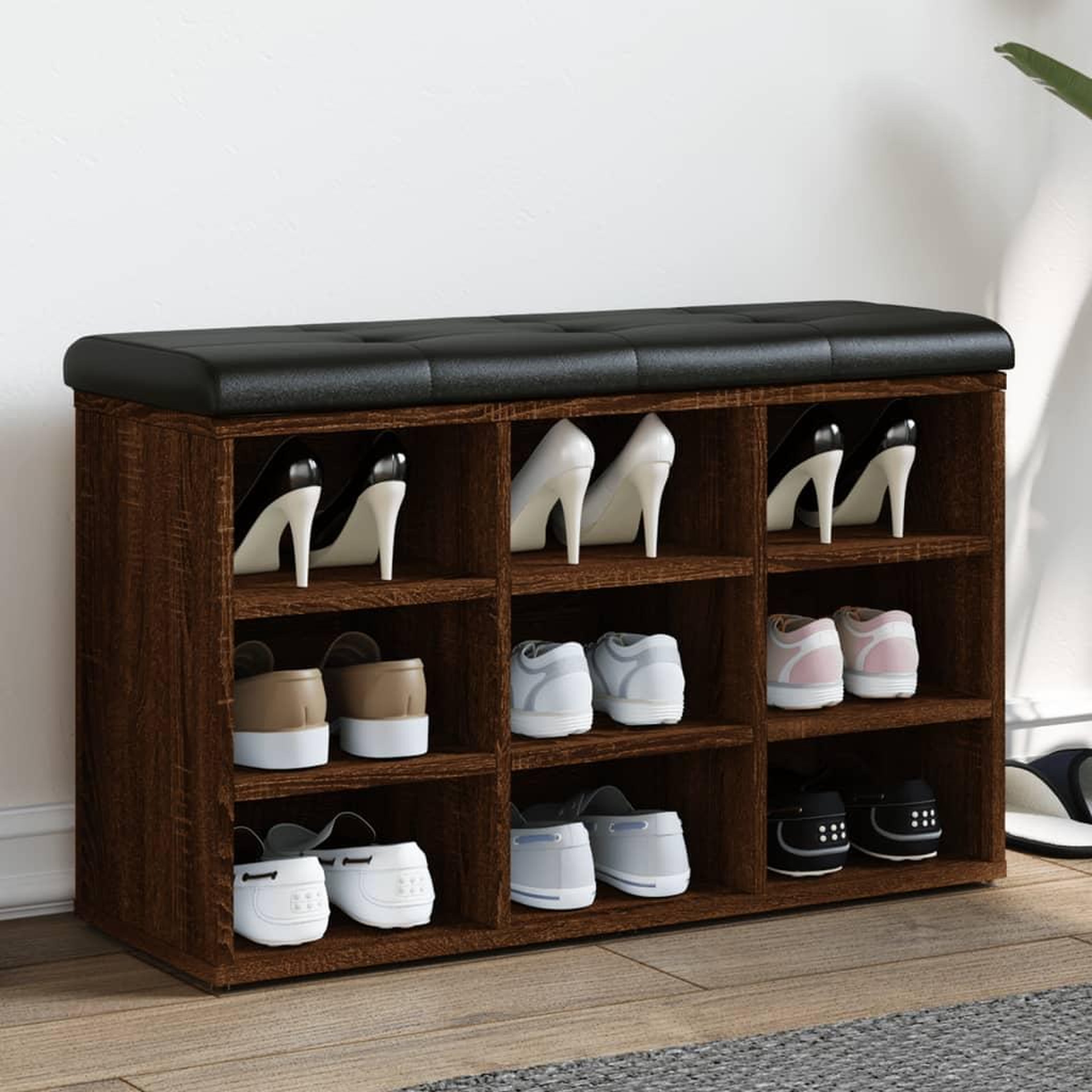 VIDAXL Banc a chaussures chene marron 82x32x50 cm Bois d'ingenierie