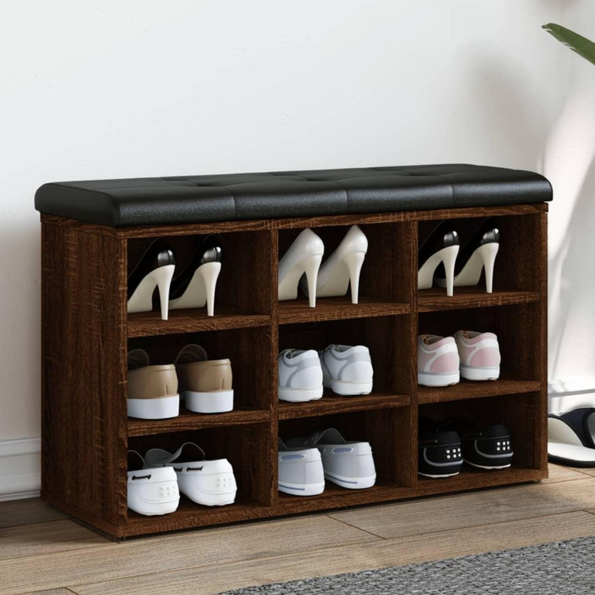 VIDAXL Banc a chaussures chene marron 82x32x50 cm Bois d'ingenierie