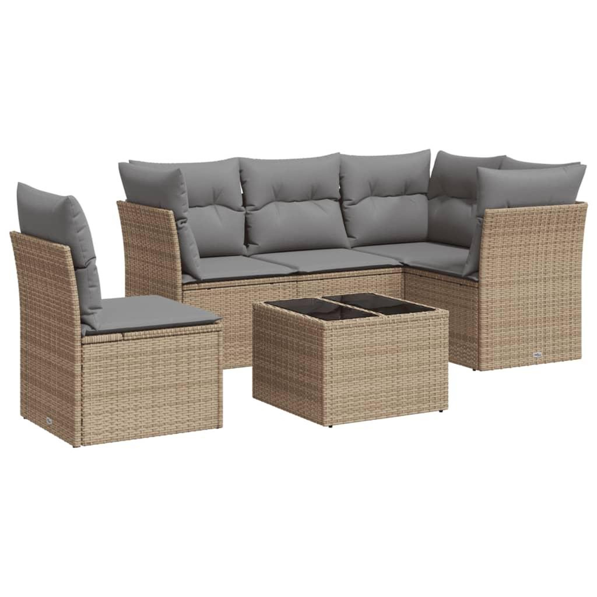 Voir la diapositive 2 : VIDAXL Salon de jardin avec coussins 6 pcs beige resine tressee