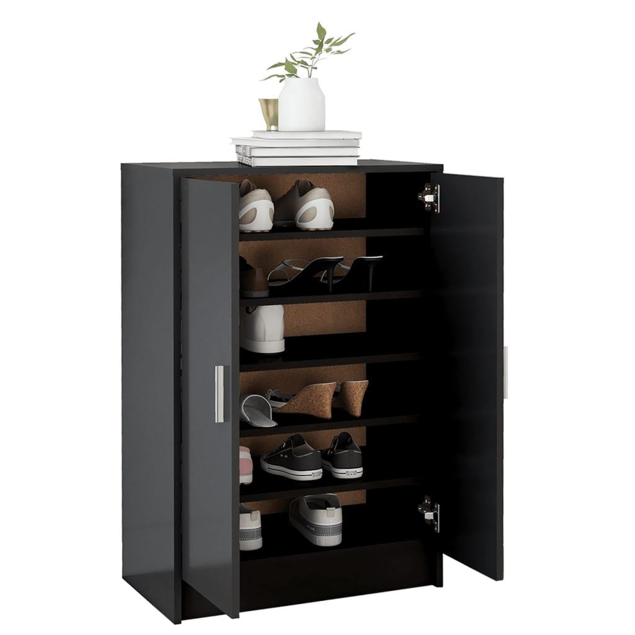 Voir la diapositive 4 : VIDAXL Armoire a chaussures Noir 60x35x92 cm Bois d'ingenierie