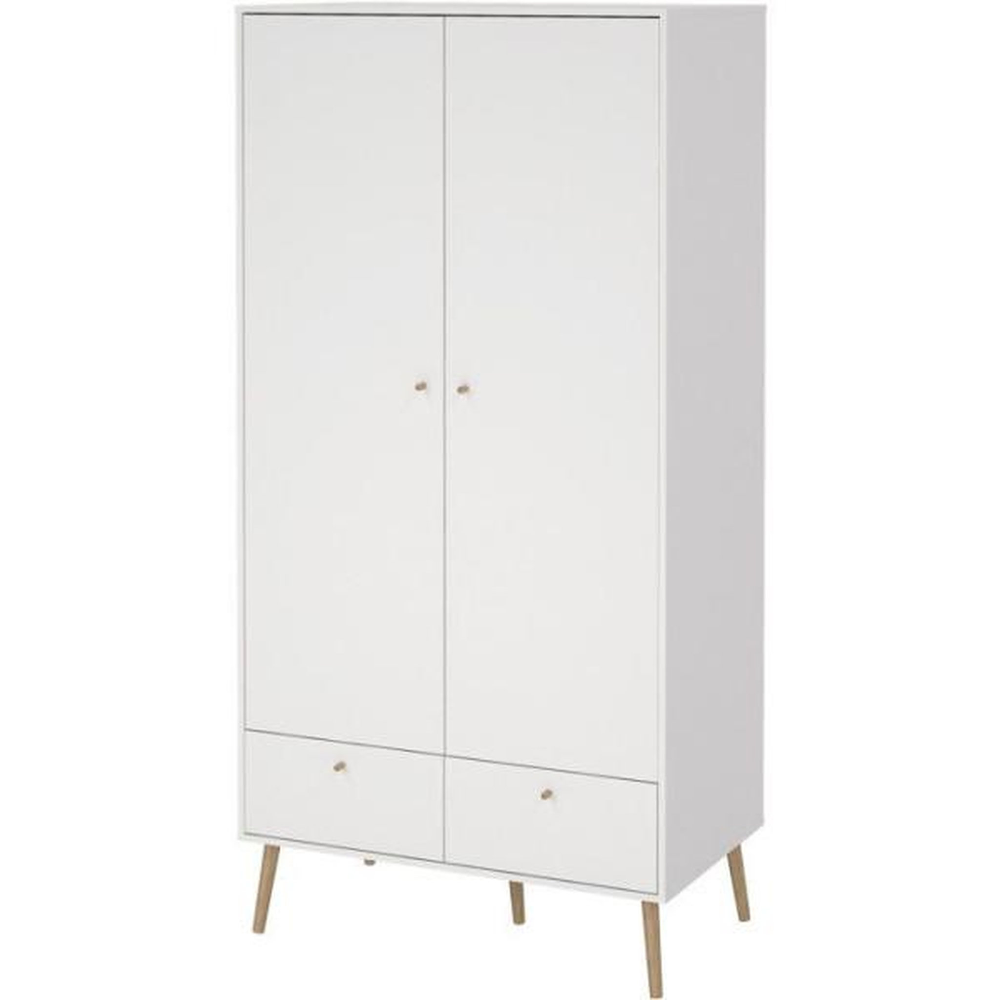 Voir la diapositive 5 : MARKET24 Armoire de chambre - bodo - blanc mat - 2 portes - 2 tiroirs - 98,7 x 58,1 x 200,1 cm