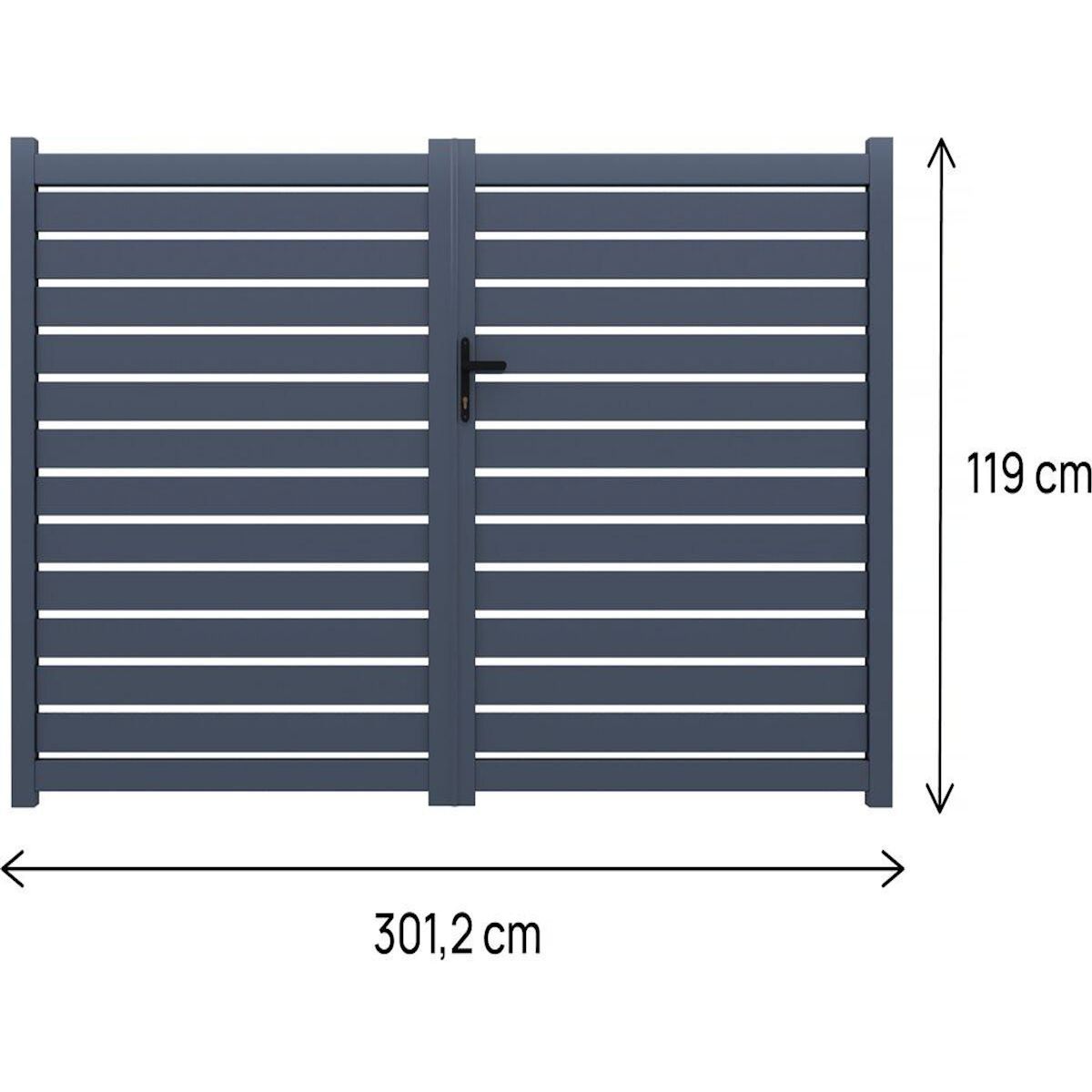 Habitat et Jardin Portail aluminium semi ajouré  Julien  - 300 x 120 cm - Gris
