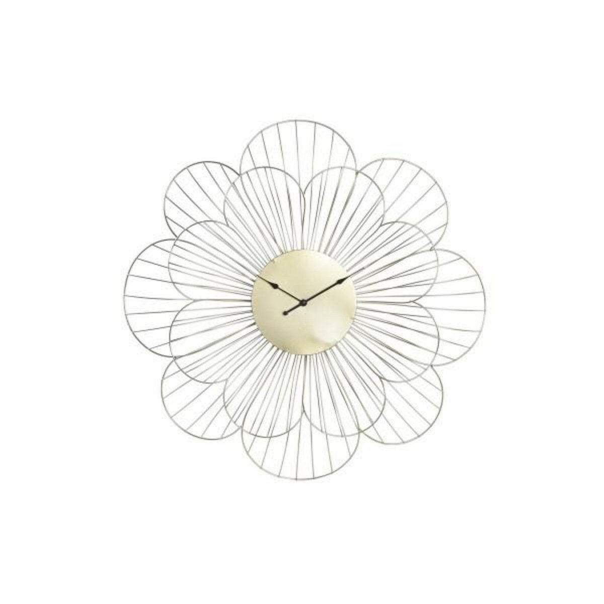 AAAAA Horloge Murale DKD Home Decor Fleur Doré Métal (57 x 4 x 57 cm)
