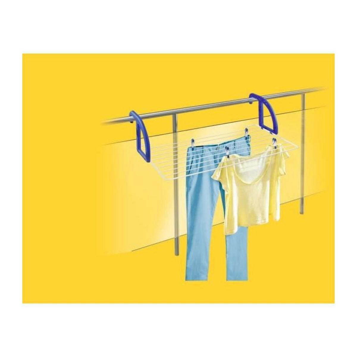 Leifheit LEIFHEIT 83056 Séchoir a suspendre balcon 7 metres CLASSIC 70 blanc & bleu