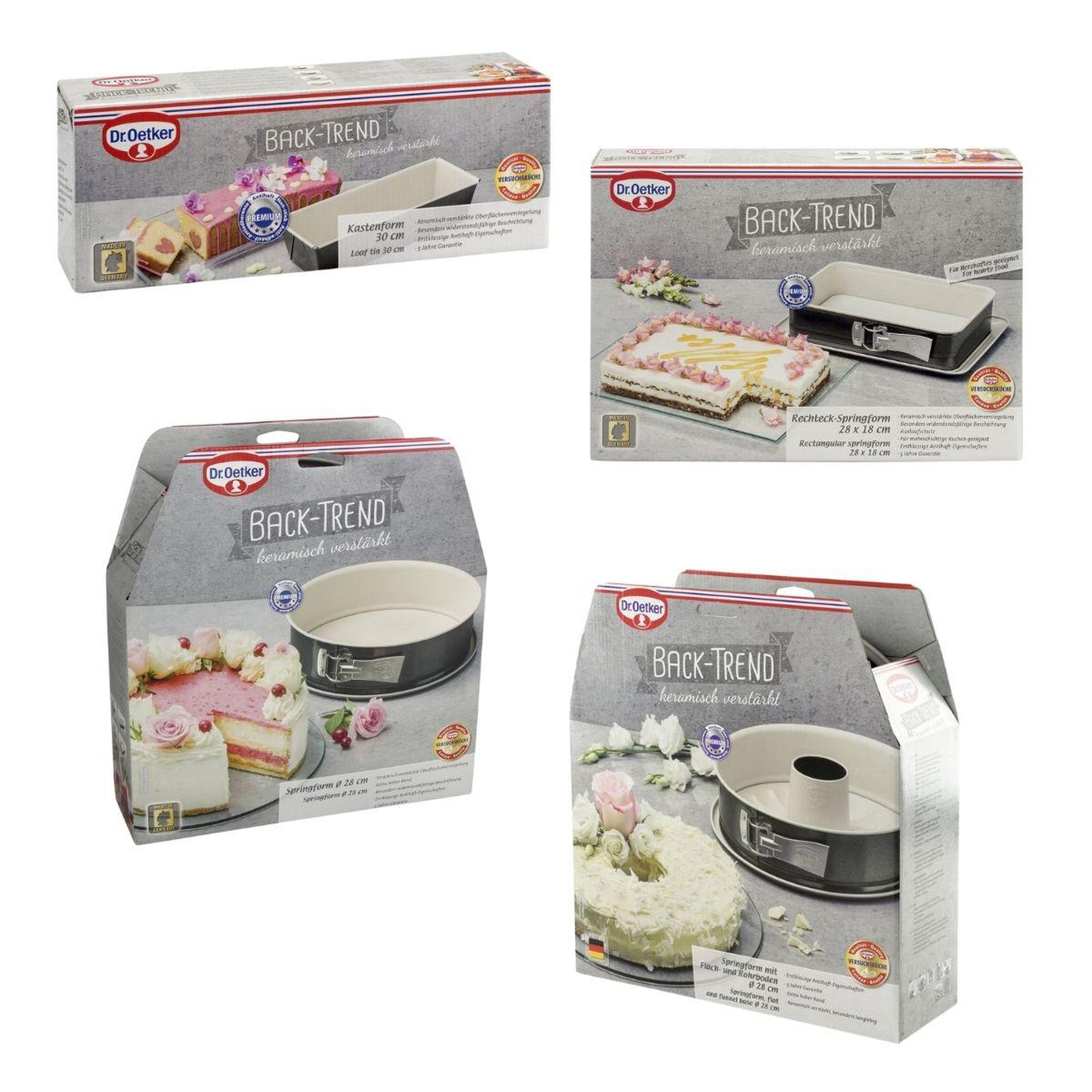 Voir la diapositive 5 : DR.OETKER Ensemble de 4 moules à gâteaux de formes différentes de 28 à 32 cm dr.oetker back-trend