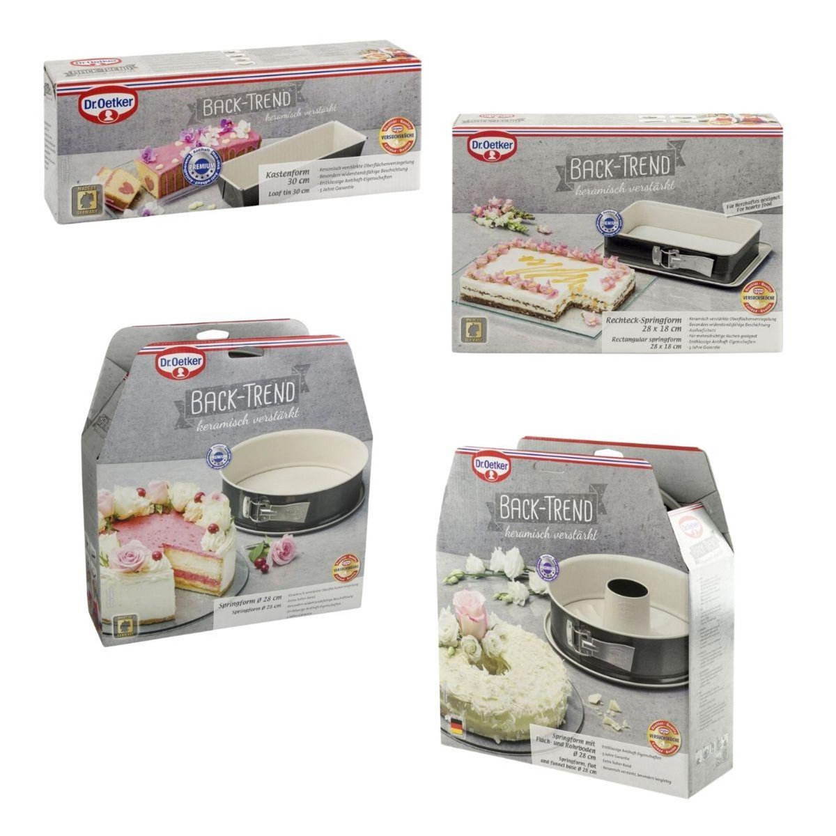 DR.OETKER Ensemble de 4 moules à gâteaux de formes différentes de 28 à 32 cm Dr.Oetker Back-Trend