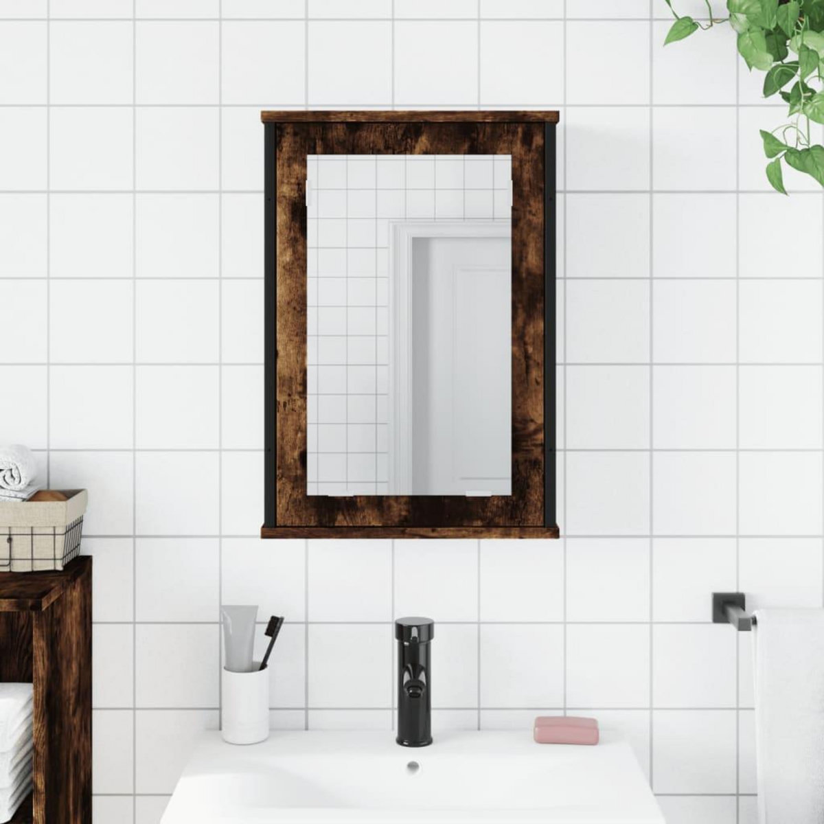 VIDAXL Armoire a miroir de salle de bain chene fume bois d'ingenierie