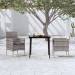 VIDAXL Ensemble a manger de jardin et coussins 3 pcs Gris et noir