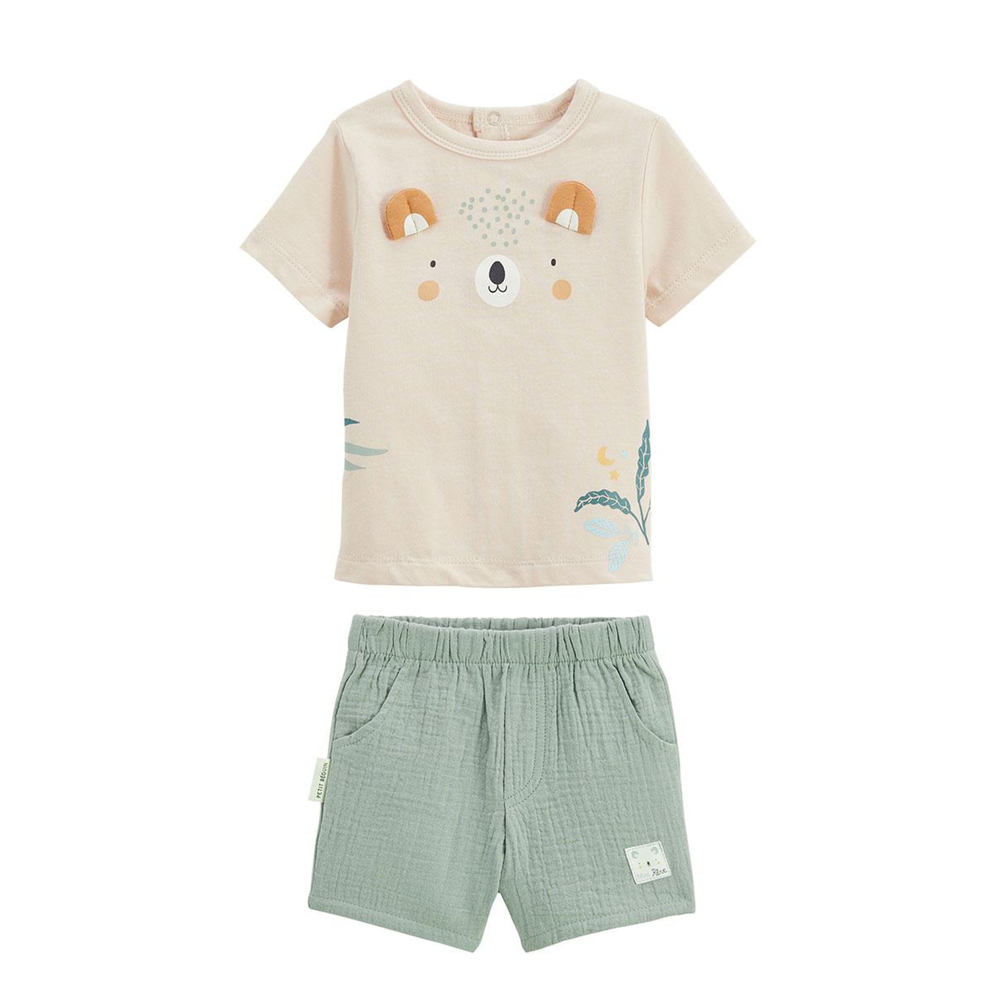 Voir la diapositive 1 : Petit BÃ©guin Ensemble bébé t-shirt et short en gaze de coton mini rêve
