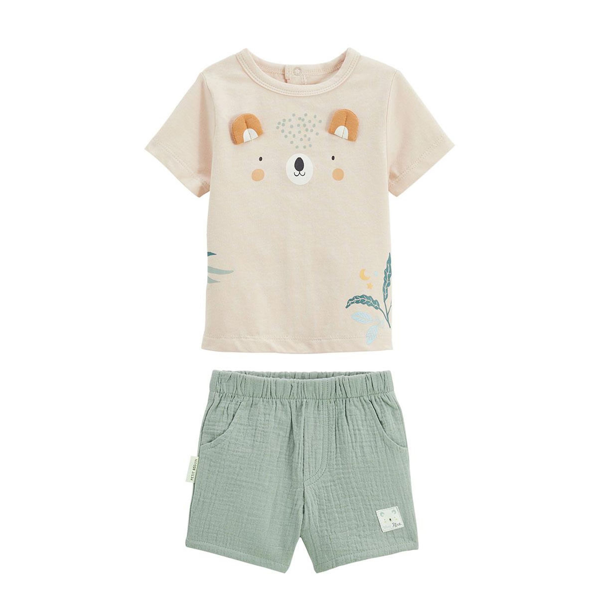Petit Béguin Ensemble bébé t-shirt et short en gaze de coton Mini Rêve