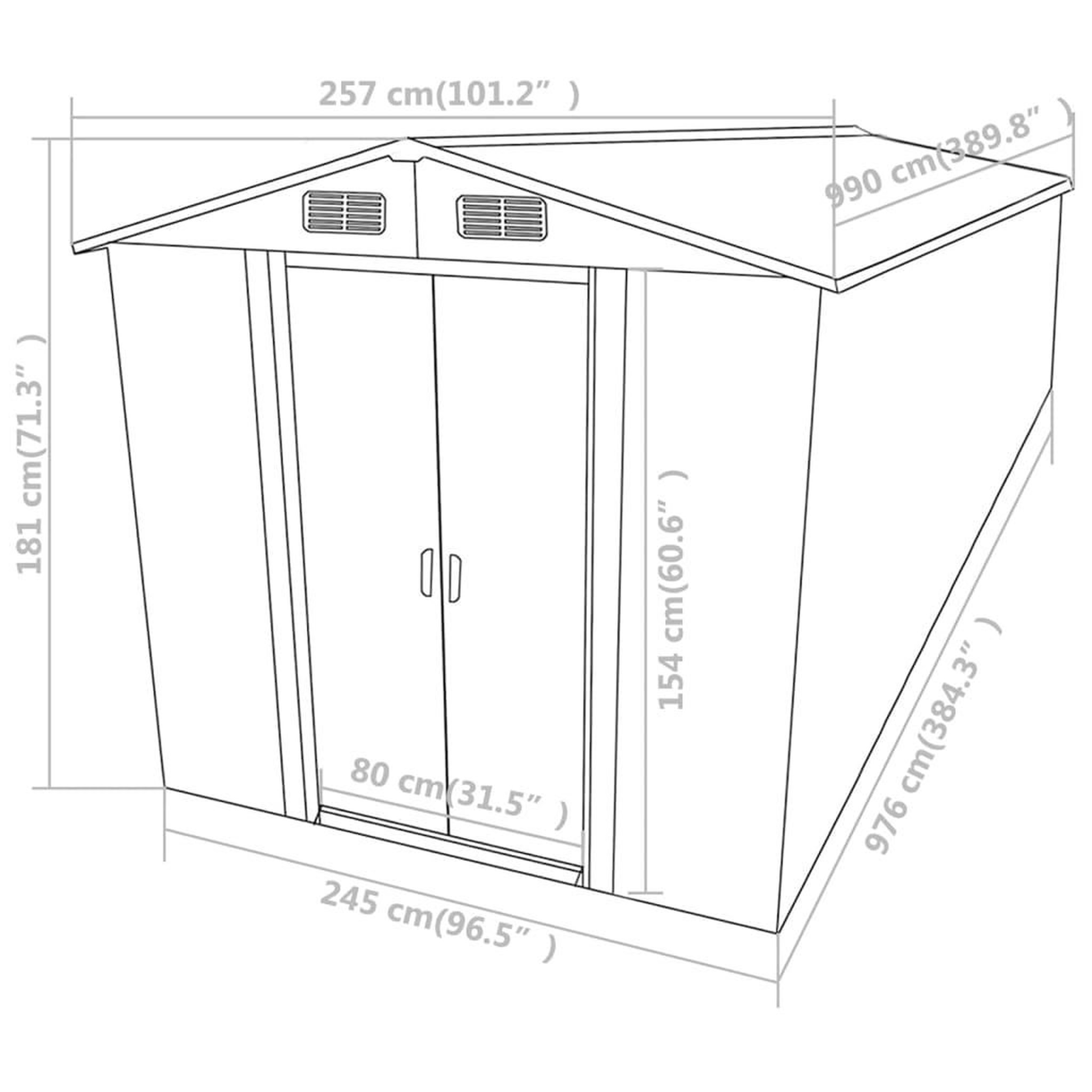 Voir la diapositive 6 : VIDAXL Abri de jardin Gris 257x990x181 cm Acier galvanise