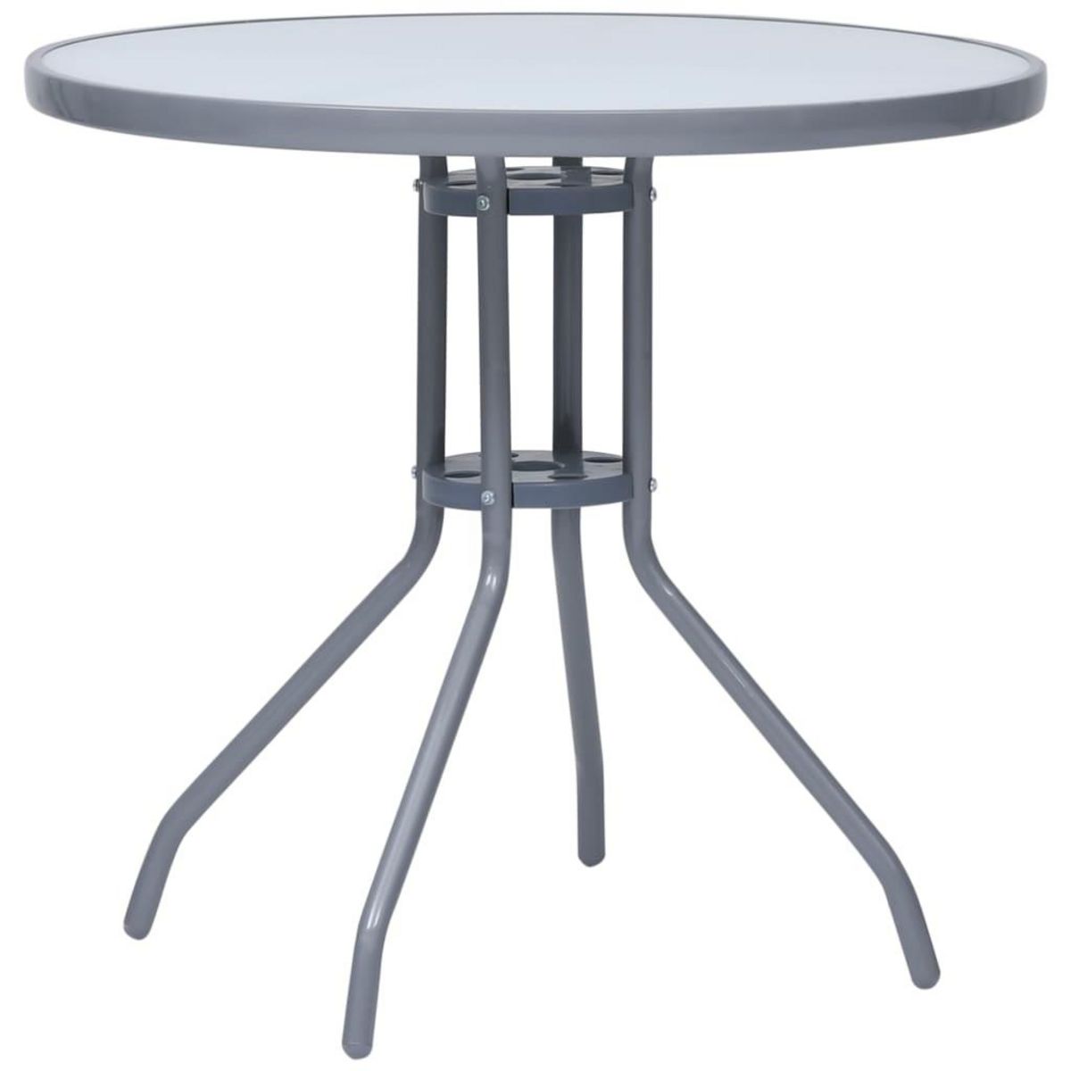 VIDAXL Table de jardin Gris clair 80 cm Acier et verre
