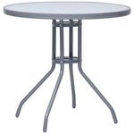 VIDAXL Table de jardin Gris clair 80 cm Acier et verre