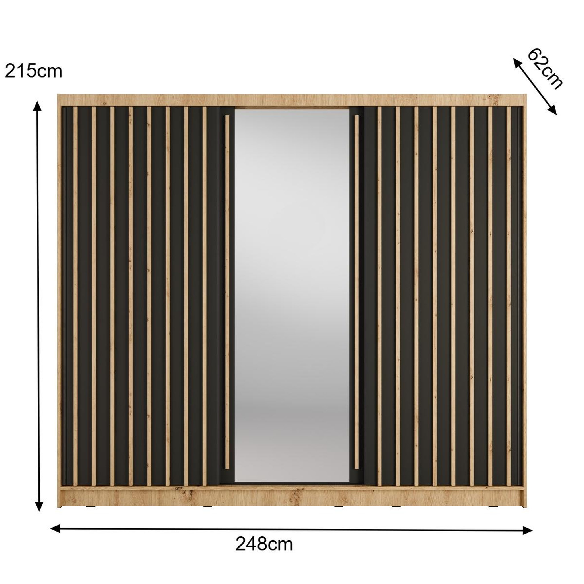 Voir la diapositive 5 : JLC KREATION Armoire coulissante moderne bois et noir 250cm celia