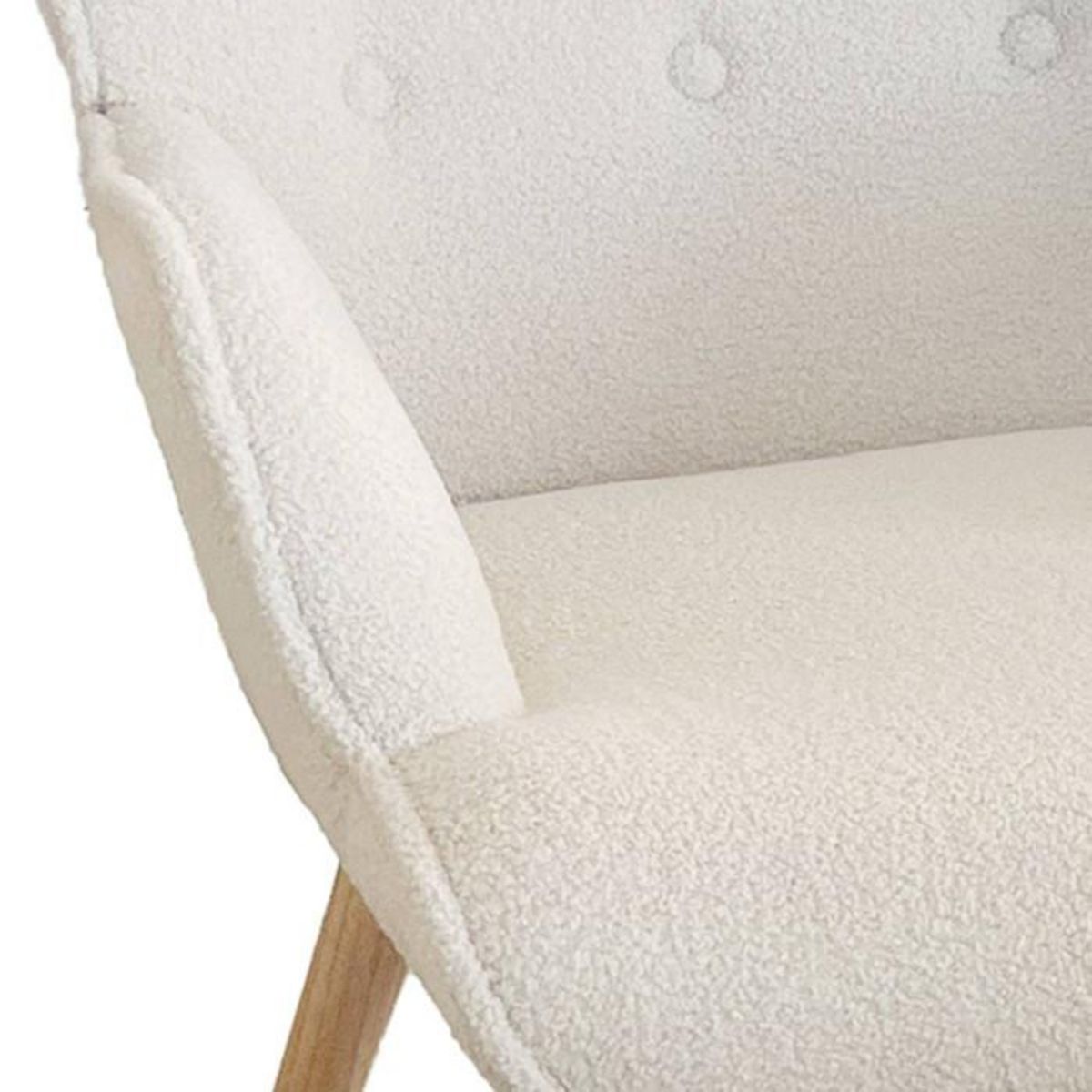 Paris Prix Fauteuil & Pouf Scandinave en Bouclette Lainée  Orle  98cm Crème
