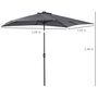 OUTSUNNY Parasol lumineux rectangulaire inclinable dim. 2,68L x 2,05l x 2,48H m parasol LED solaire métal polyester haute densité gris