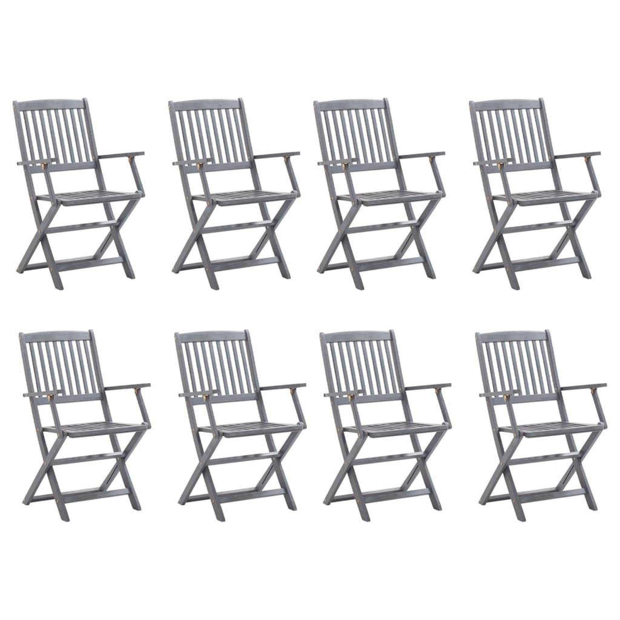 Voir la diapositive 2 : VIDAXL Chaises pliables d'exterieur lot de 8 et coussins Bois d'acacia