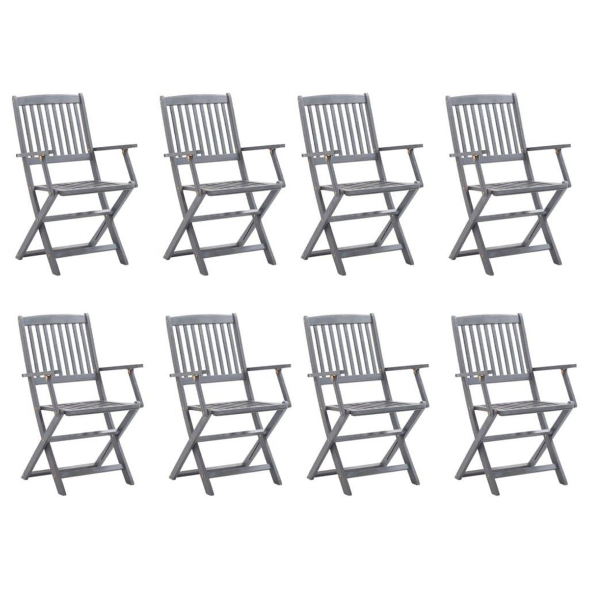 VIDAXL Chaises pliables d'exterieur lot de 8 et coussins Bois d'acacia