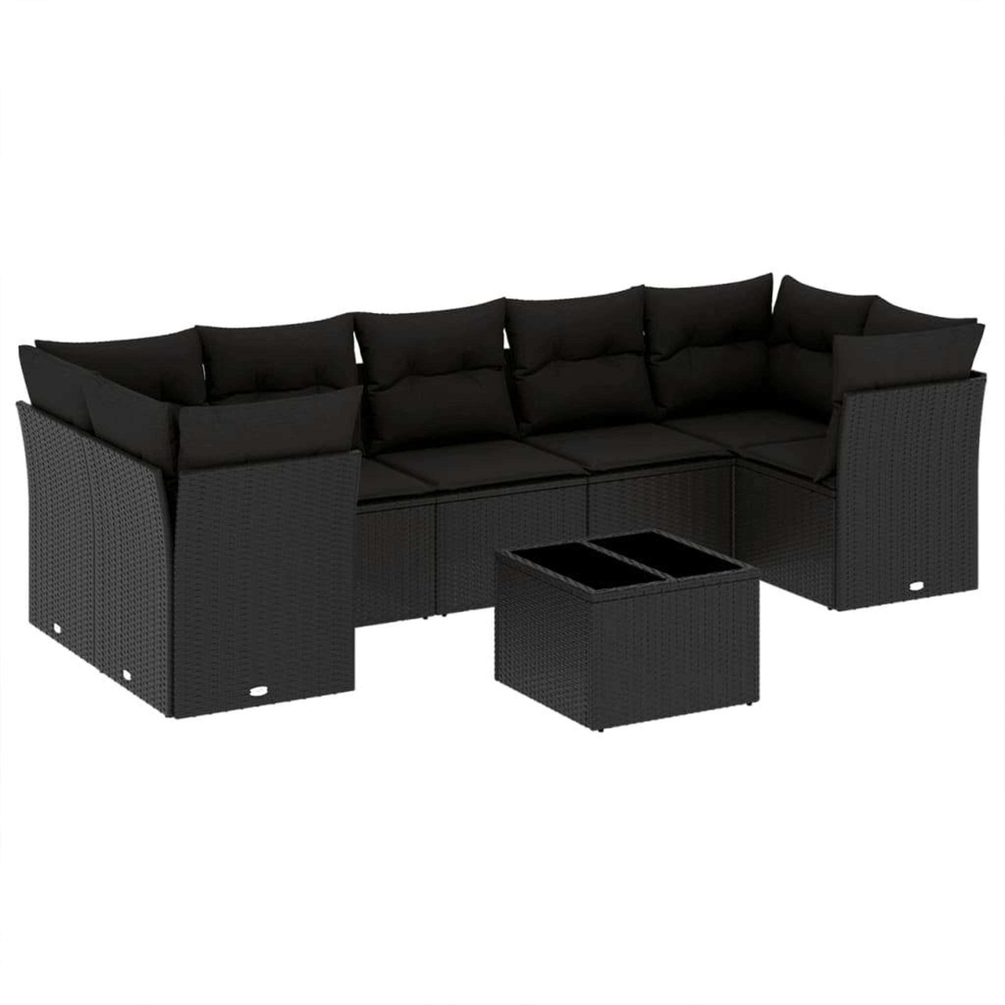 Voir la diapositive 2 : VIDAXL Salon de jardin 8 pcs avec coussins noir resine tressee