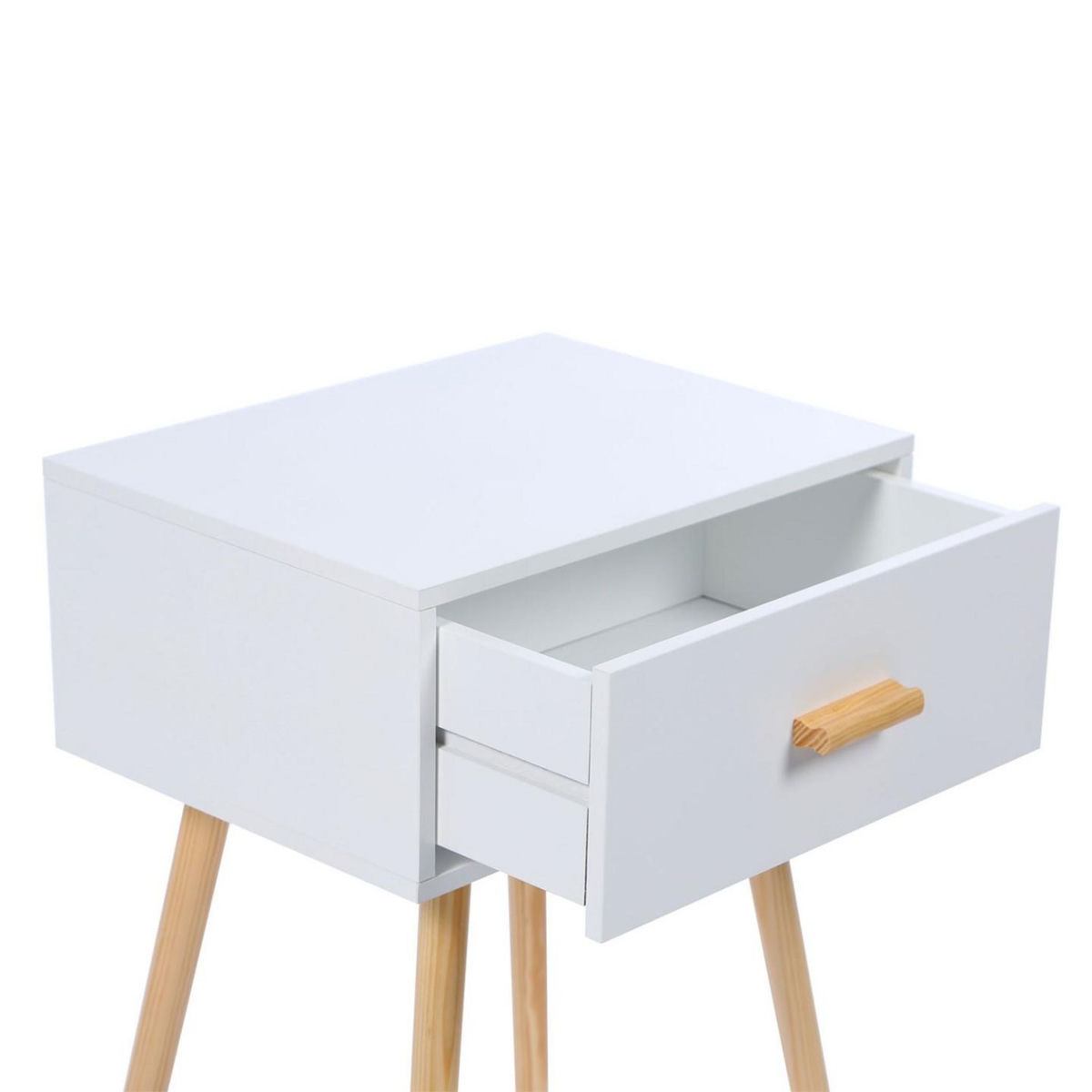 ID MARKET Lot de 2 tables de chevet EIYA scandinaves 1 tiroir bois blanc