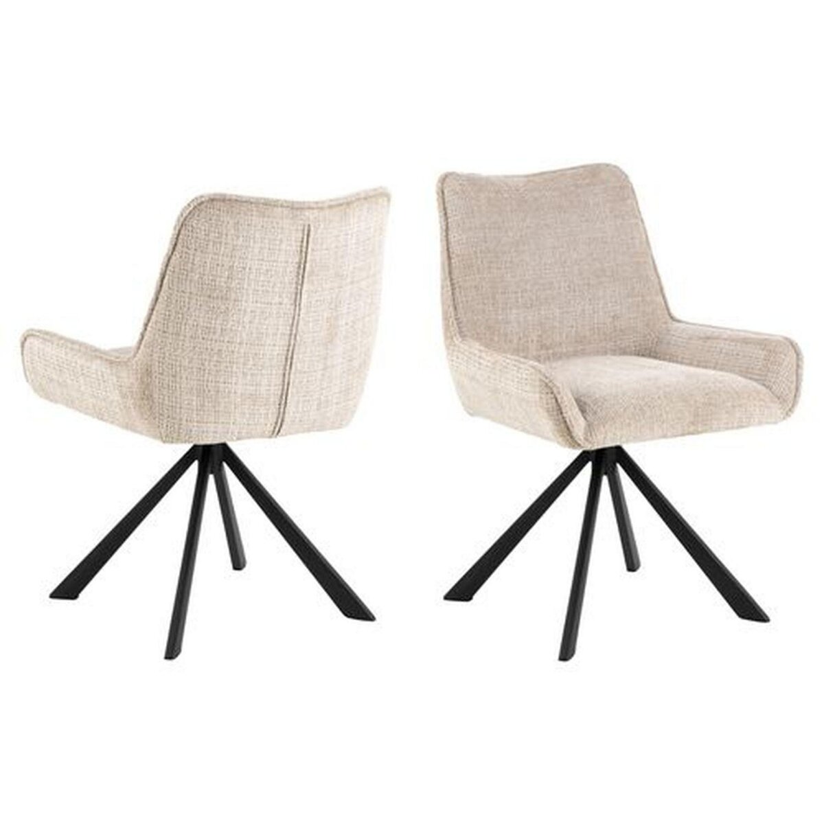 TOILINUX Lot de 2 chaises de salle à manger MEMPHIS - Beige