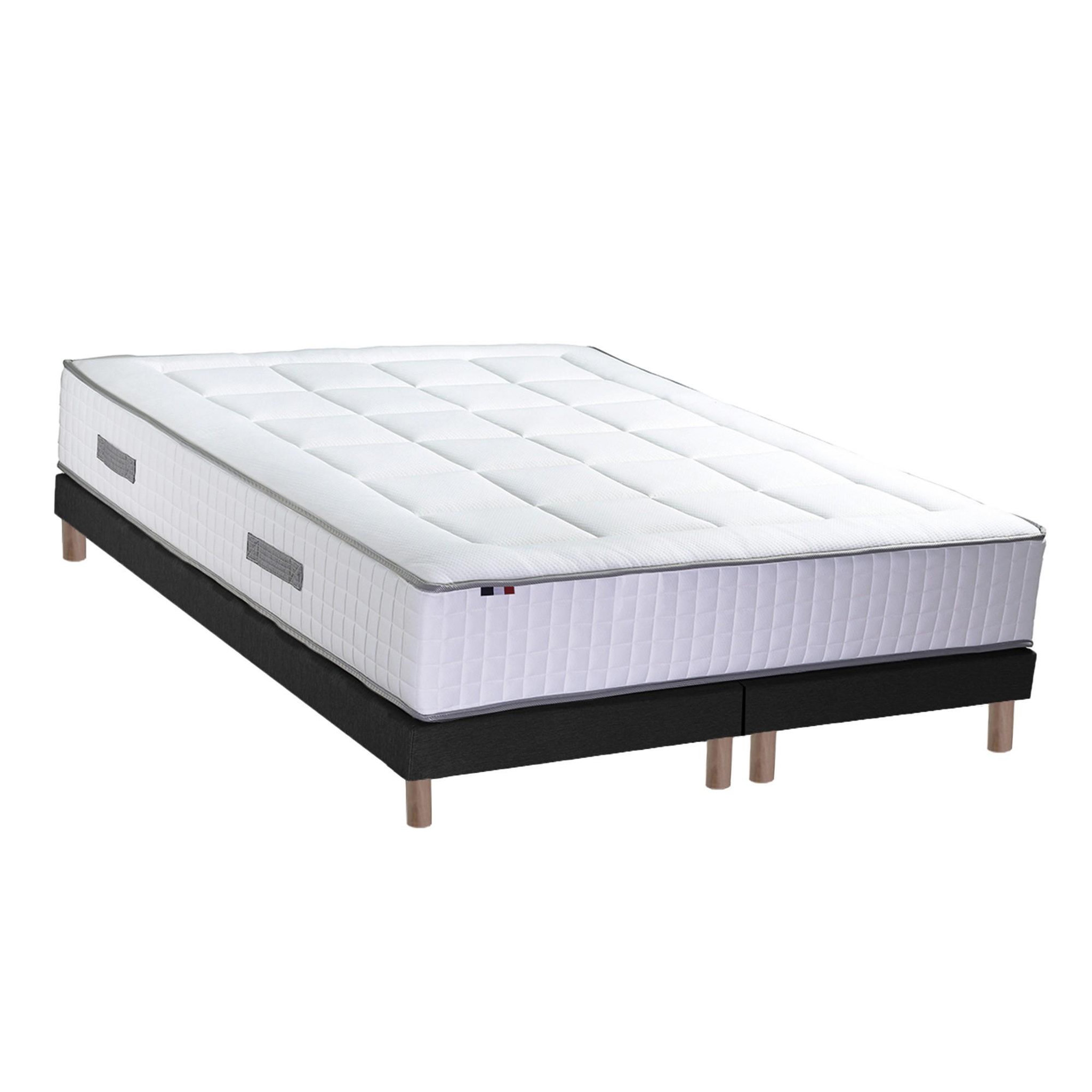 Voir la diapositive 2 : IDLITERIE Ensemble matelas Ressorts 7 zones H28cm + sommier PALACIO 2 FABRICATION FRANCAISE