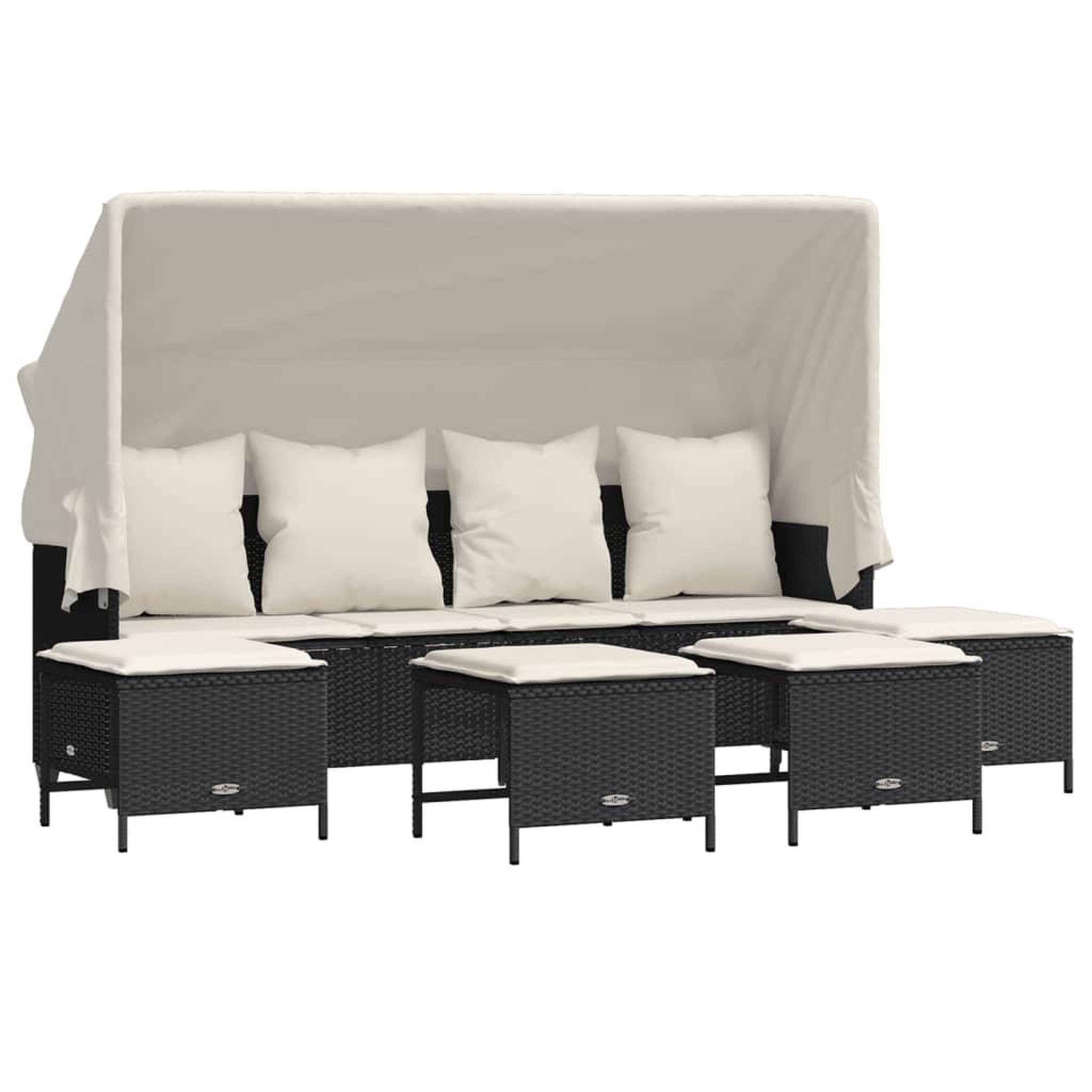 Voir la diapositive 2 : VIDAXL Salon de jardin 5 pcs avec coussins noir resine tressee