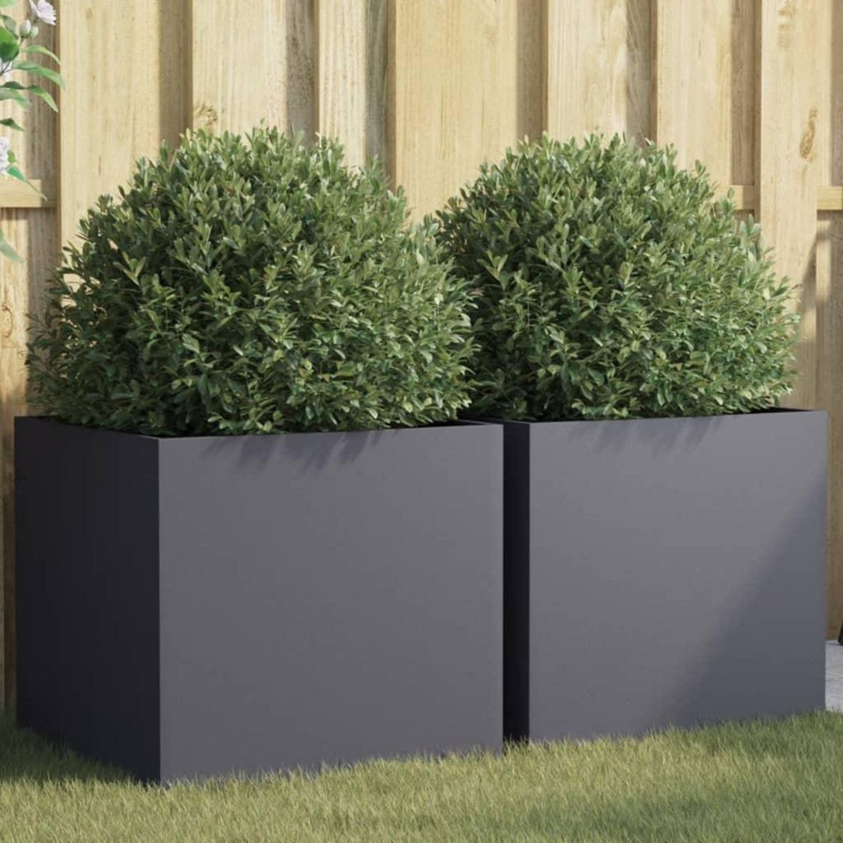 VIDAXL Jardinieres 2 pcs anthracite 49x47x46 cm acier