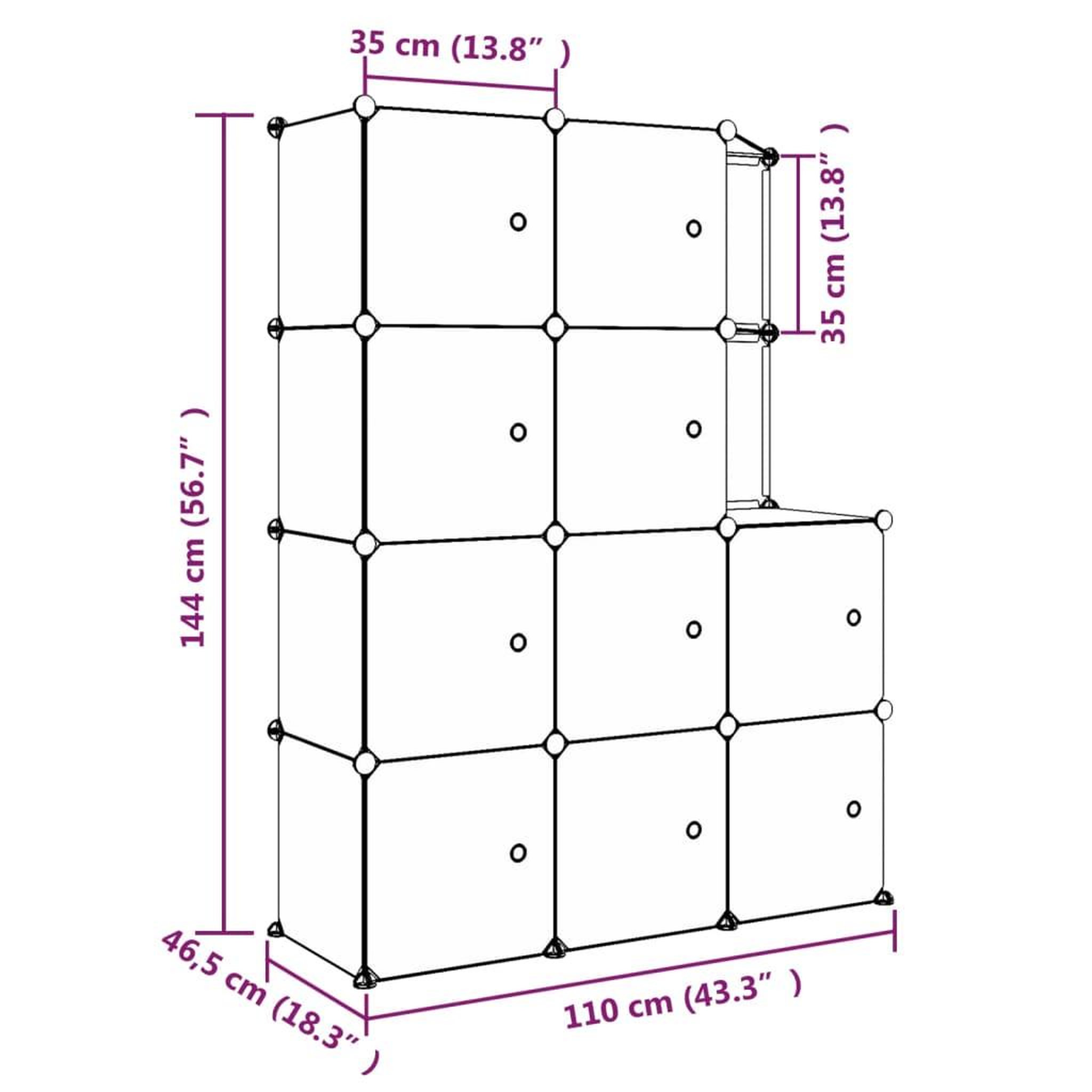 Voir la diapositive 6 : VIDAXL Armoire de rangement pour enfants avec 10 cubes Noir PP