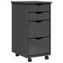 Voir la diapositive 2 : VIDAXL Armoire roulante avec tiroirs MOSS gris bois de pin solide