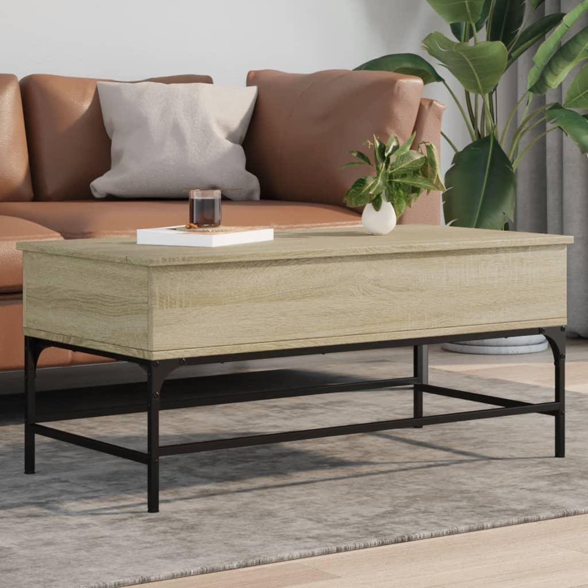 VIDAXL Table basse chene sonoma 100x50x45cm bois d'ingenierie et metal