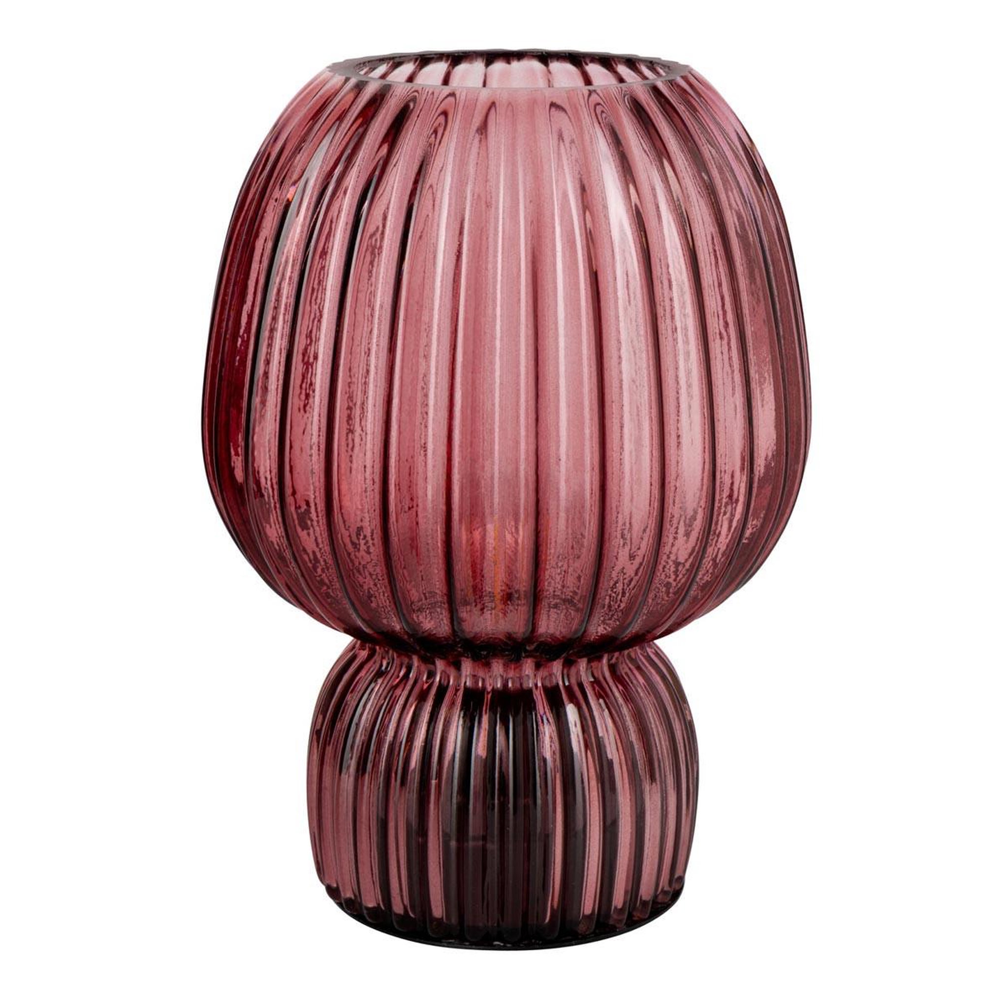 J-LINE Lampe à poser sans fil en verre  aura  21cm bordeaux